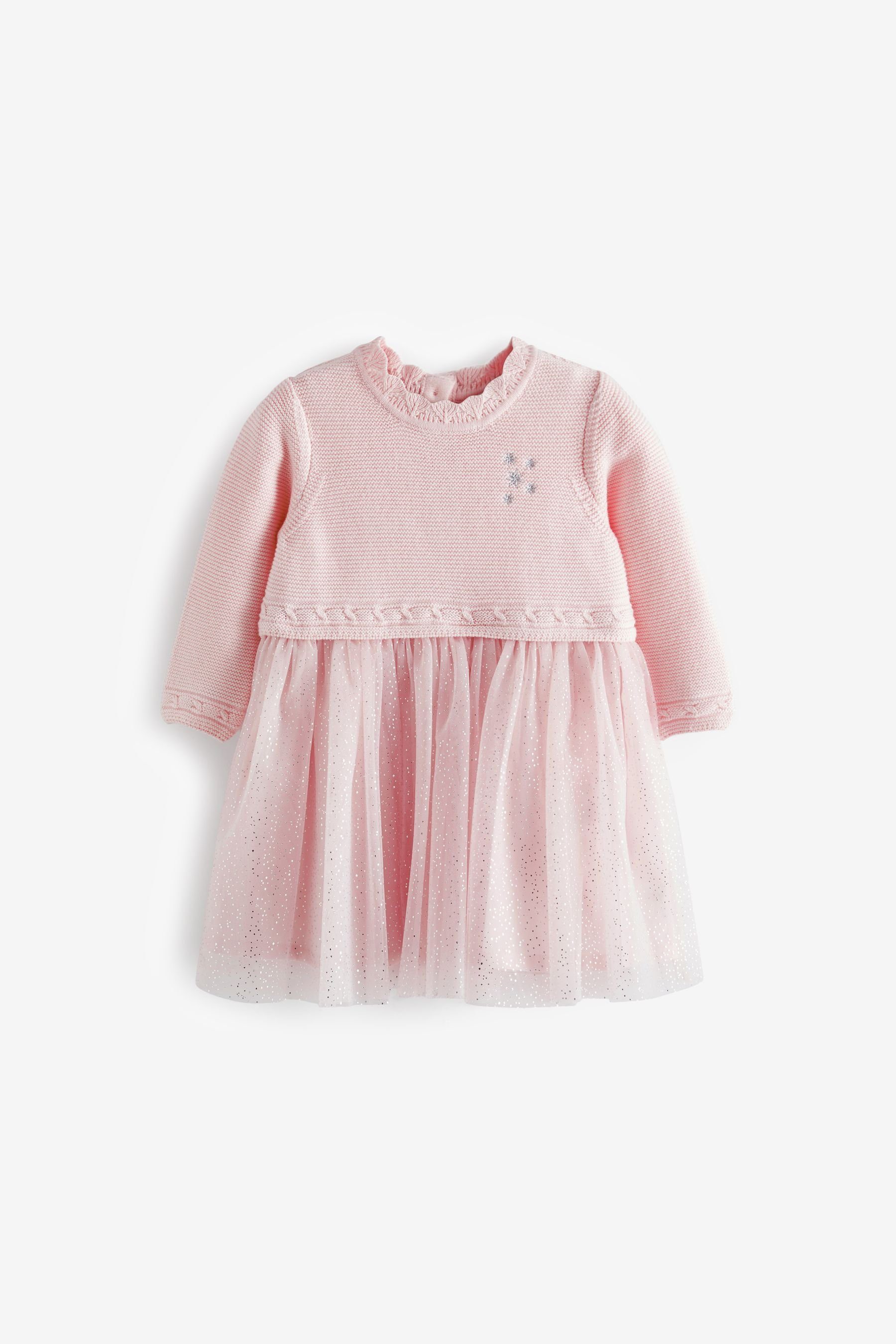 Next Druckkleid Glitzerndes Ballettkleid für Babys aus Netzstoff (1-tlg) Pink