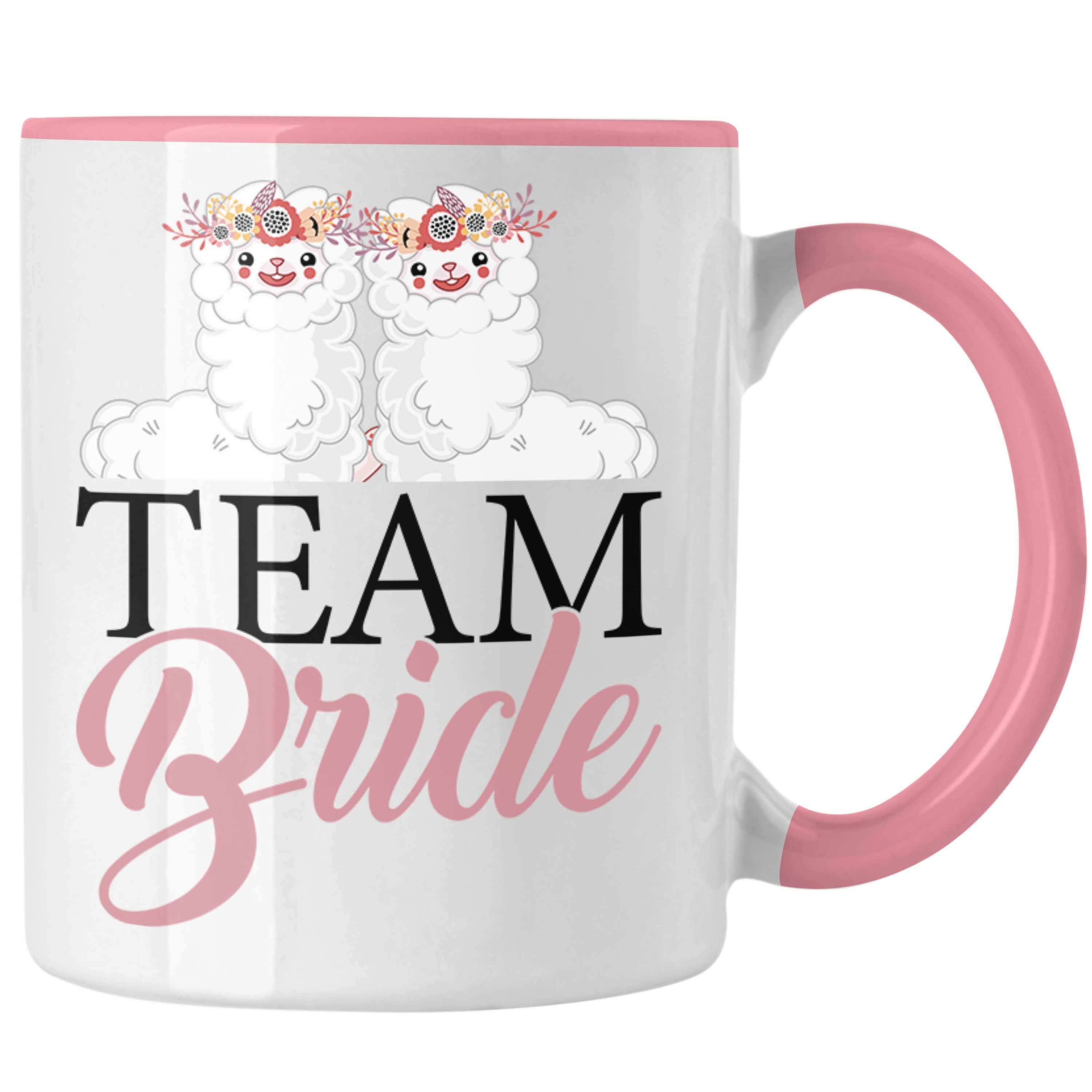 Trendation Tasse Trendation - Team Braut Tasse Geschenk Trauzeugin Geschenkidee Lustige Kaffeetasse LLama Danke Rosa