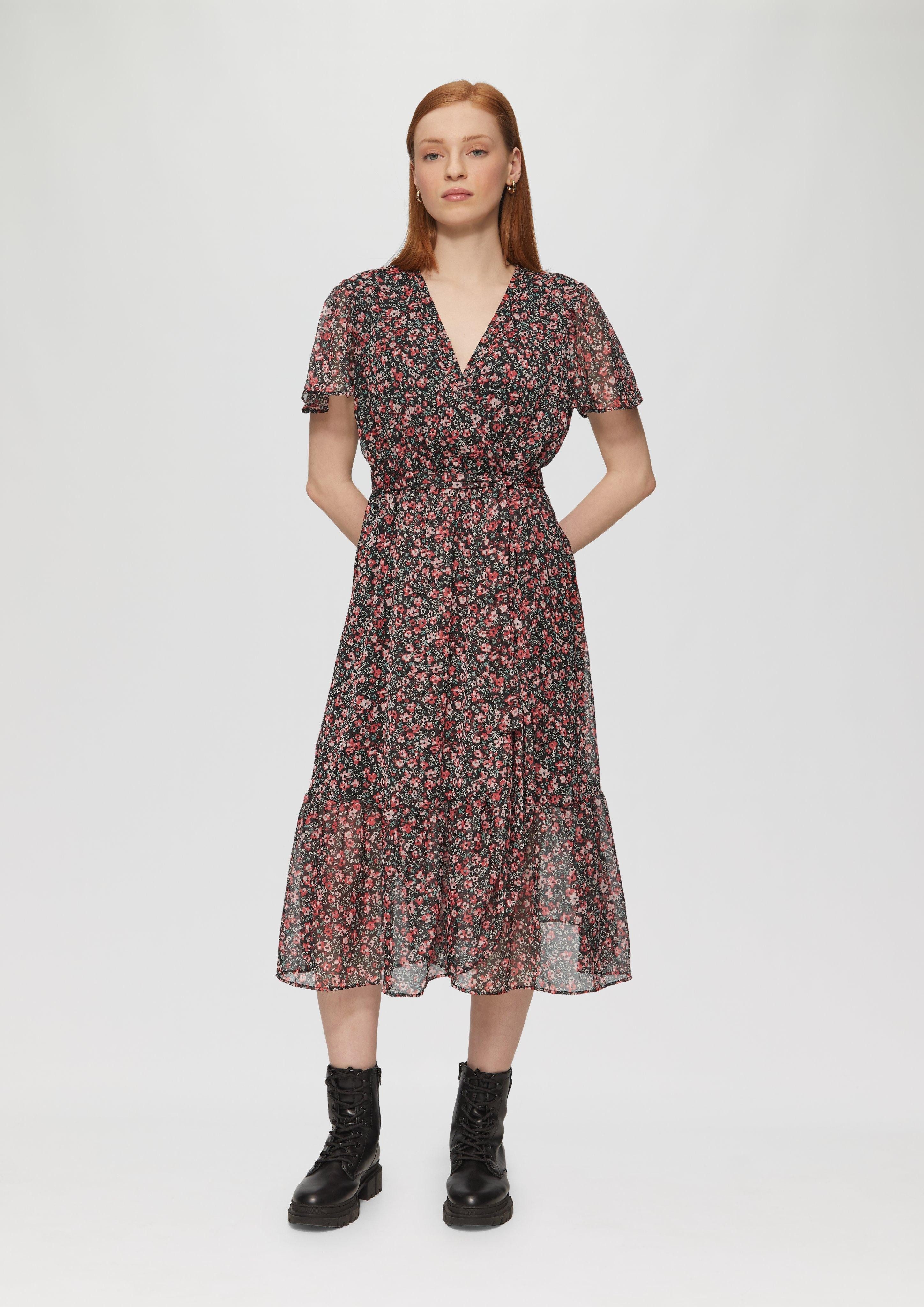Minikleid Chiffonkleid in Wickeloptik mit All-over-Print