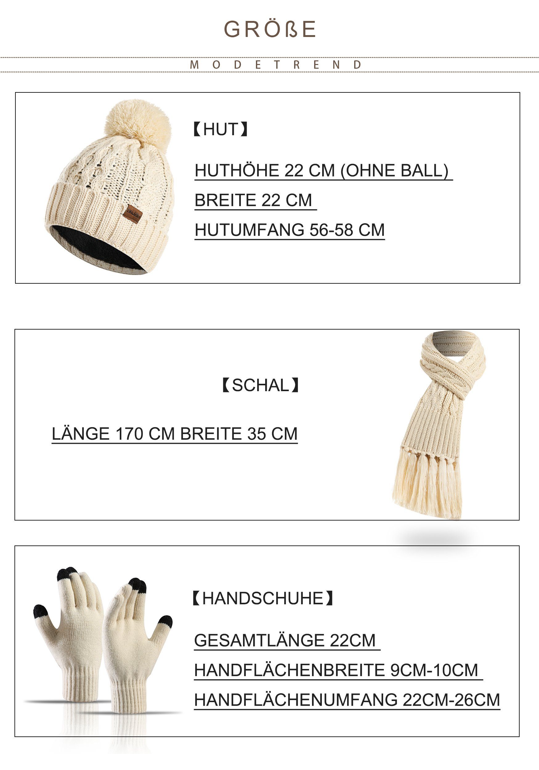 Schal Mütze Beige Handschuhe Schal & Set MAGICSHE