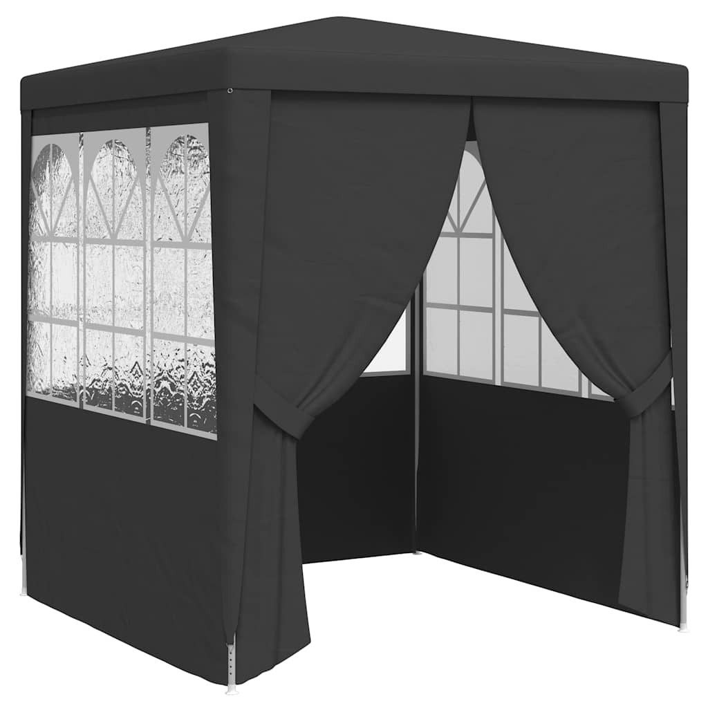 furnicato Partyzelt Anthrazit 2 x 2 x 2,4 m mit Seitenwänden, UV-beständiges Gartenzelt mit Fenstern und Reißverschluss-Tür