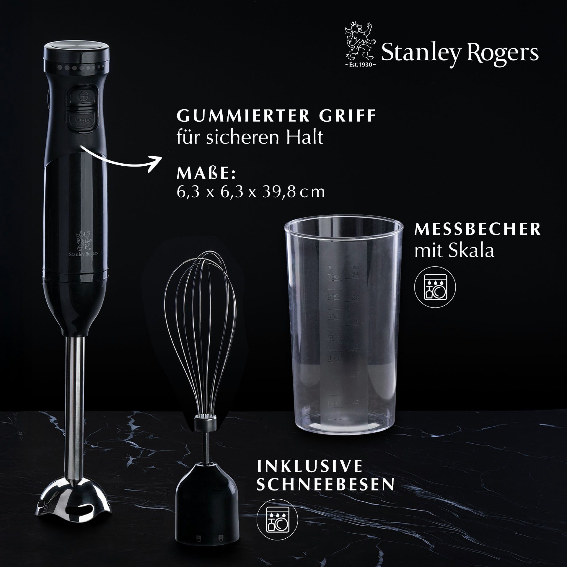 Stanley Rogers Stabmixer Stabmixer, Smoothie Maker, Zitruspresse, Küchenmaschine, Handmixer