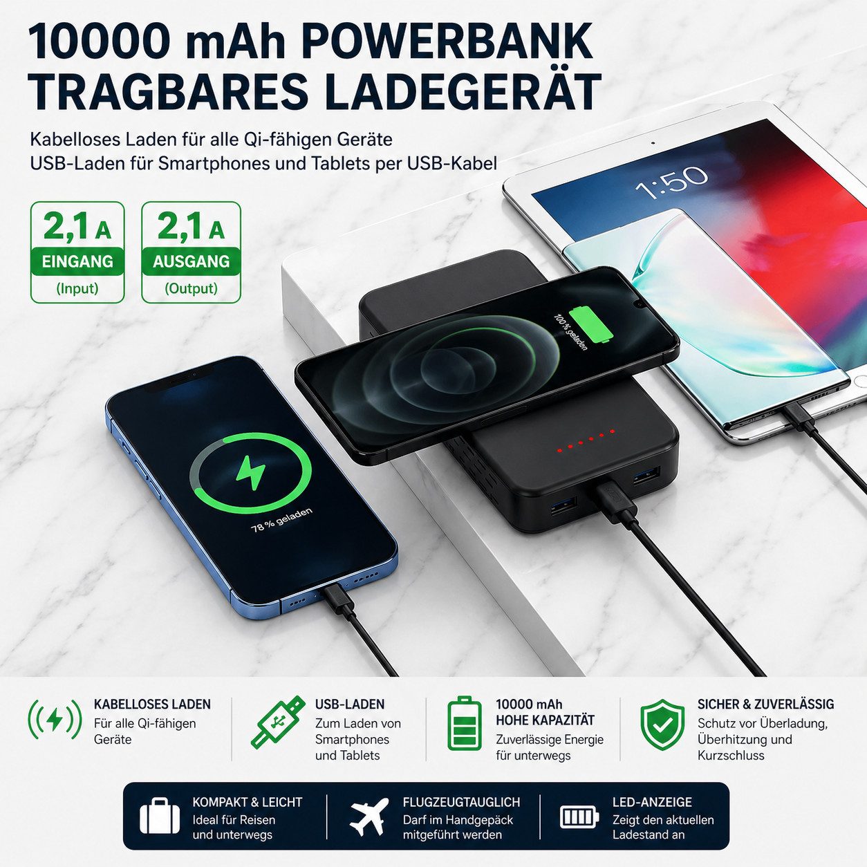SpionProfi Überwachungskamera 128GB 2k Powerbank Mini Kamera Video Ton Aufnahme Ladestation Cam (Außenbereich (muss überdacht sein), Innenbereich, 1-tlg., Versteckte Kamera Spycam Spion Mini mit Nachtsicht & Bewegungsmelder)