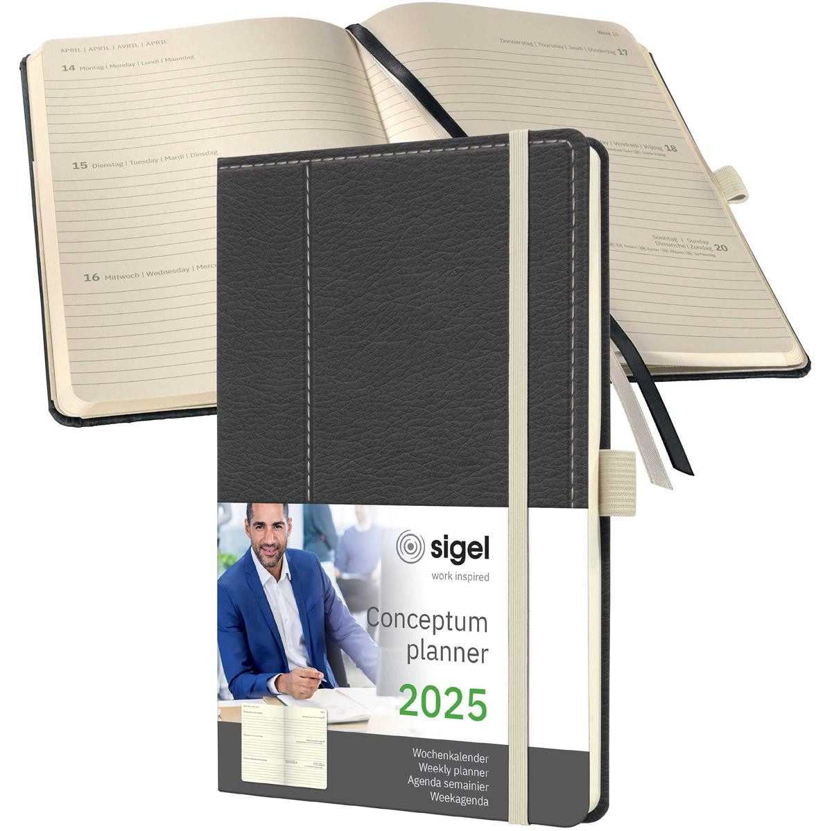 Sigel Taschenkalender Buchkalender Conceptum - 1 Woche / 2 Seiten ca. A5 Hardcover Casual gr