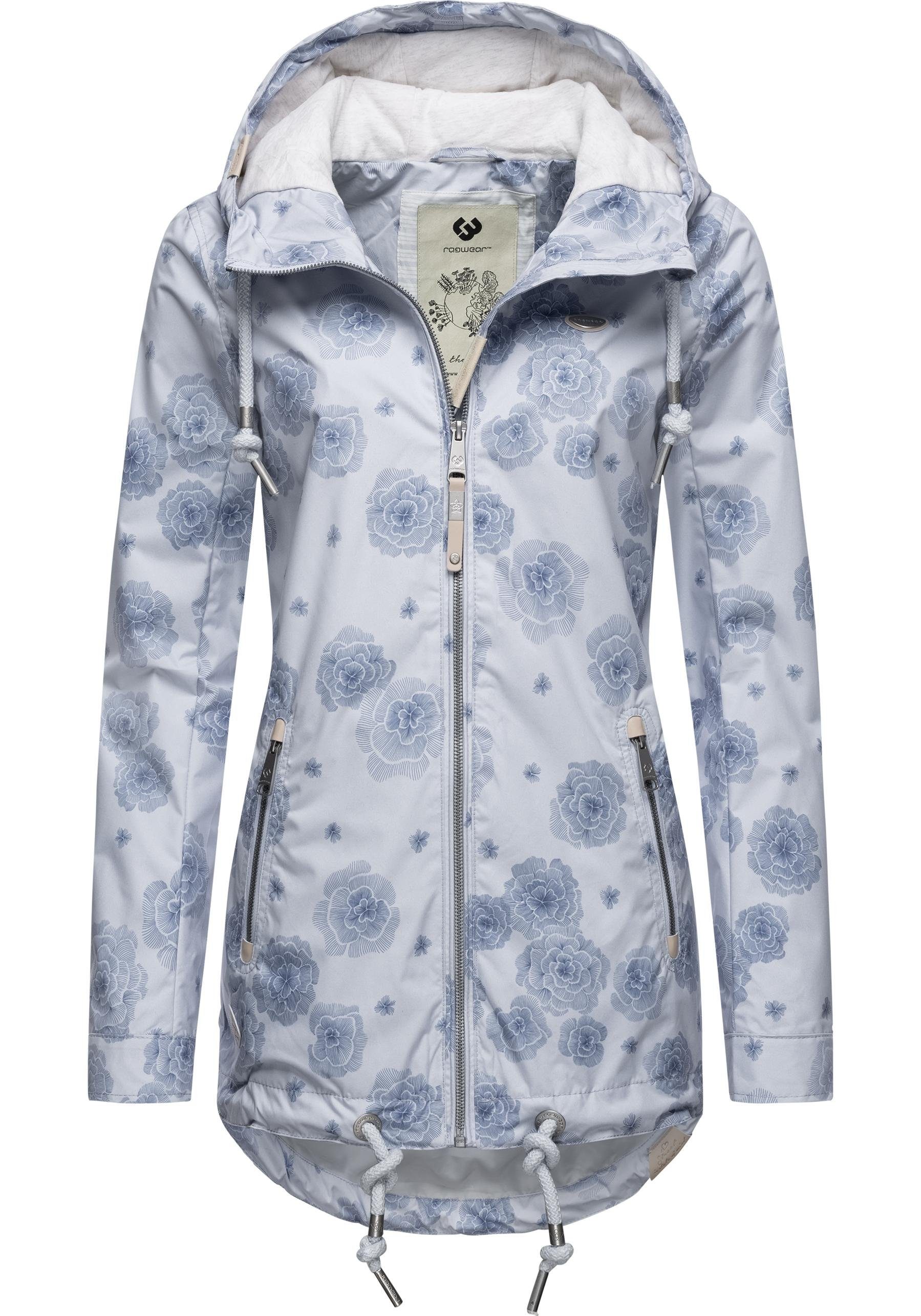 hellblau stylische Zuzka Flower Übergangsjacke Kapuze Outdoorjacke Ragwear mit großer