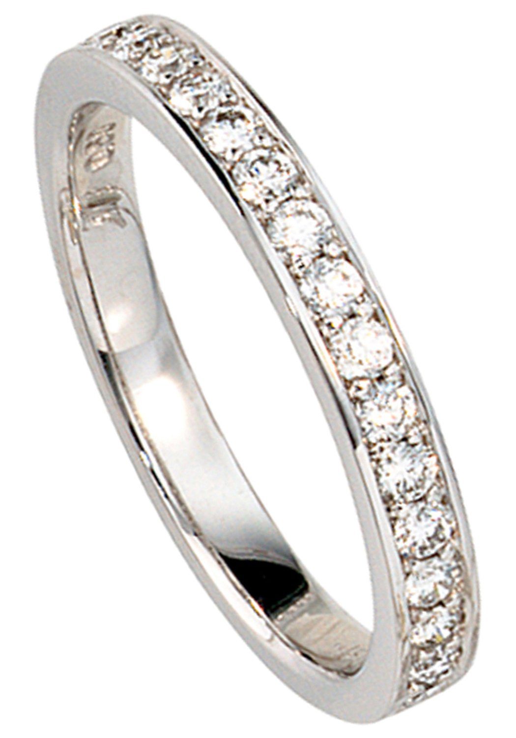JOBO Diamantring, 585 Weißgold mit 17 D...