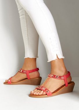 Vivance Sandalette Sandale, Sommerschuh mit Keilabsatz und elastischen Riemchen
