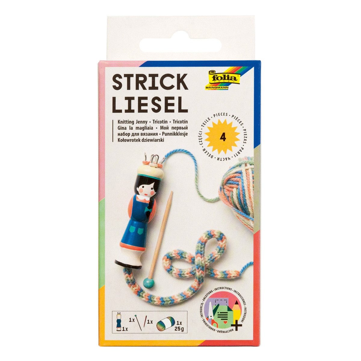 Folia Kreativset folia Strickliesel Inkl. 25g Strickwolle 4 Teile