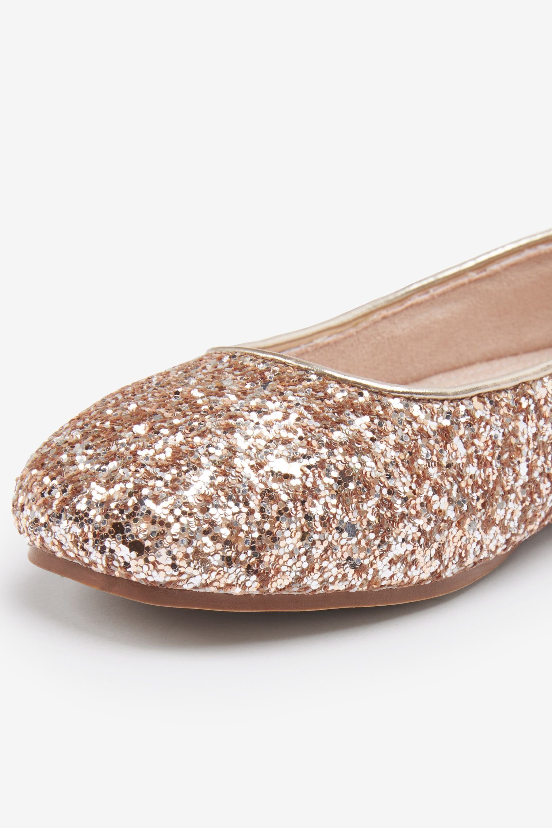 Ballerinas Gold Glitzer Rose Festliche Zeh Next (1-tlg) mit Ballerina eckigem und