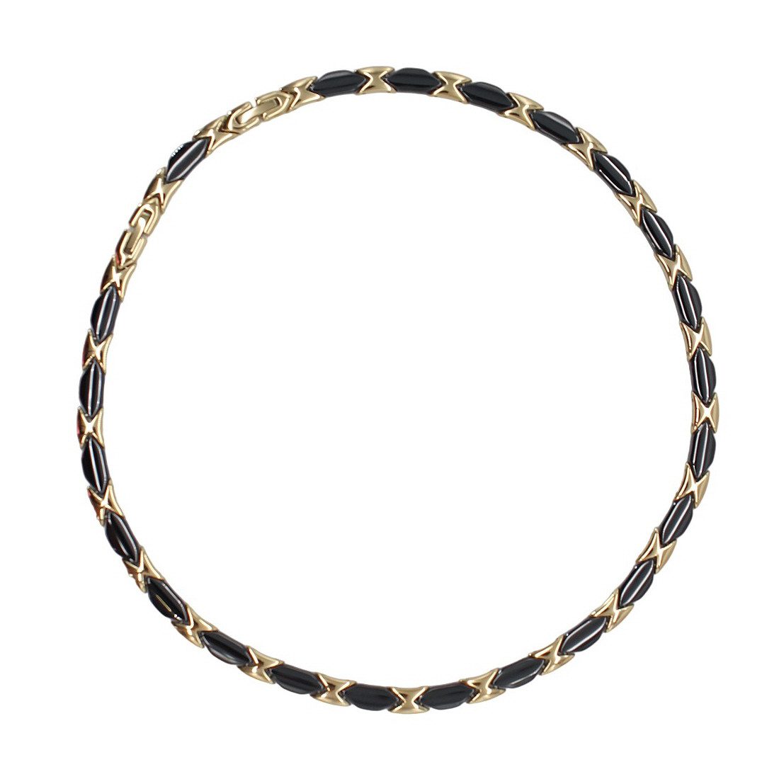 ELLAWIL Collier Klassisches Basic Collier aus Keramik und Edelstahl Schwarz / Gold (Kettenlänge 48 cm), inklusive Geschenkschachtel