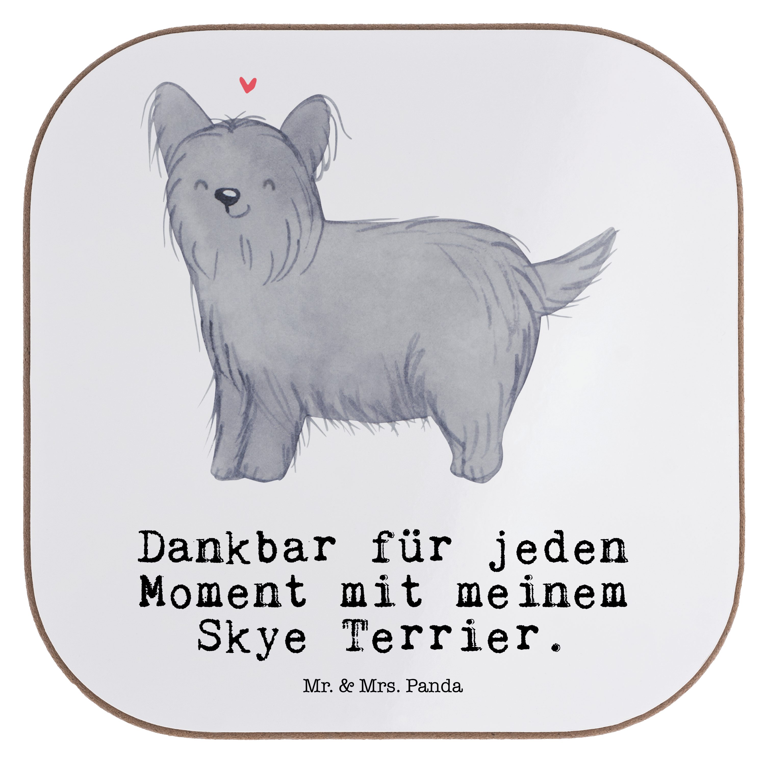 Mr. & Mrs. Panda Getränkeuntersetzer Skye Terrier Moment - Weiß - Geschenk, Welpe, Getränkeuntersetzer, Bi, 1-tlg.