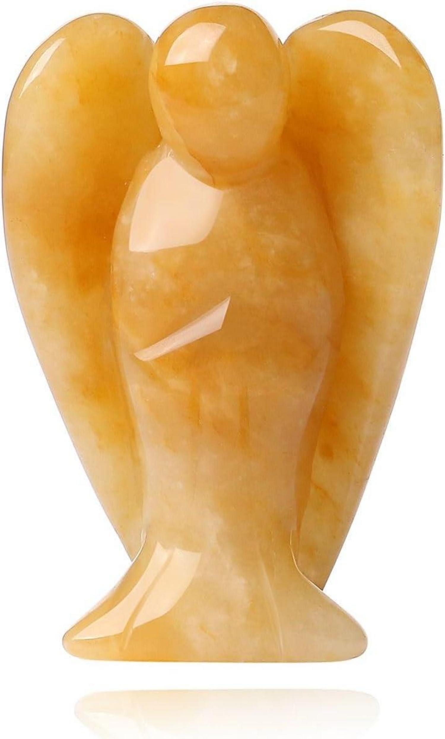 Edelstein Engel Figur Gelbe Jade 50mm Natürliche Kristalle Heilung Statue Reiki