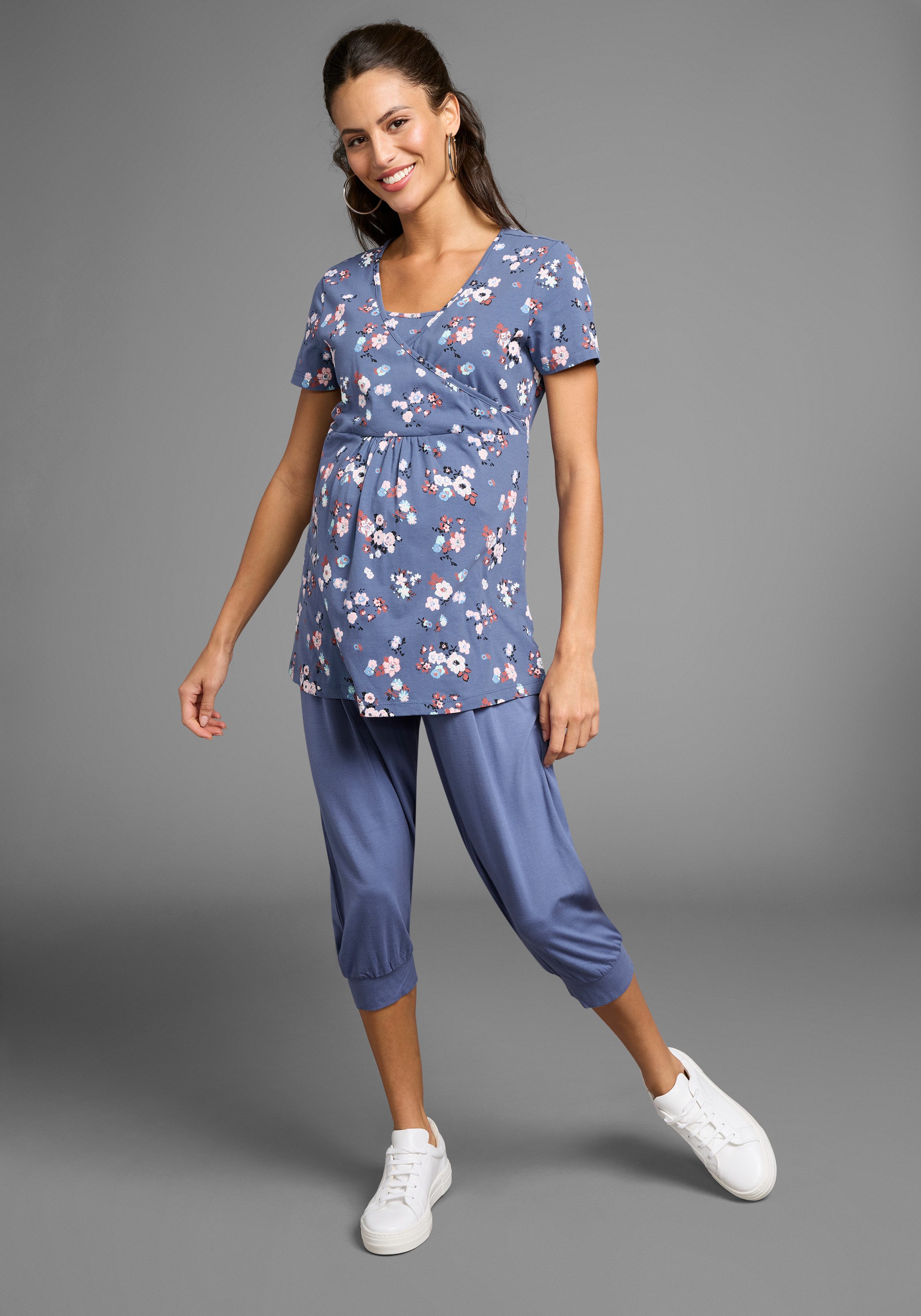 Neun Monate Umstandsshirt Schwangerschafts- und Stillshirt in Wickeloptik Wickelshirt für Schwangerschaft und Stillzeit – Bild 4 von 5
