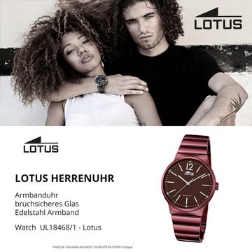 Lotus Quarzuhr Lotus Herren Uhr L18468/1 Stahl, Herren Armbanduhr rund, Edelstahlarmband aubergine, lila