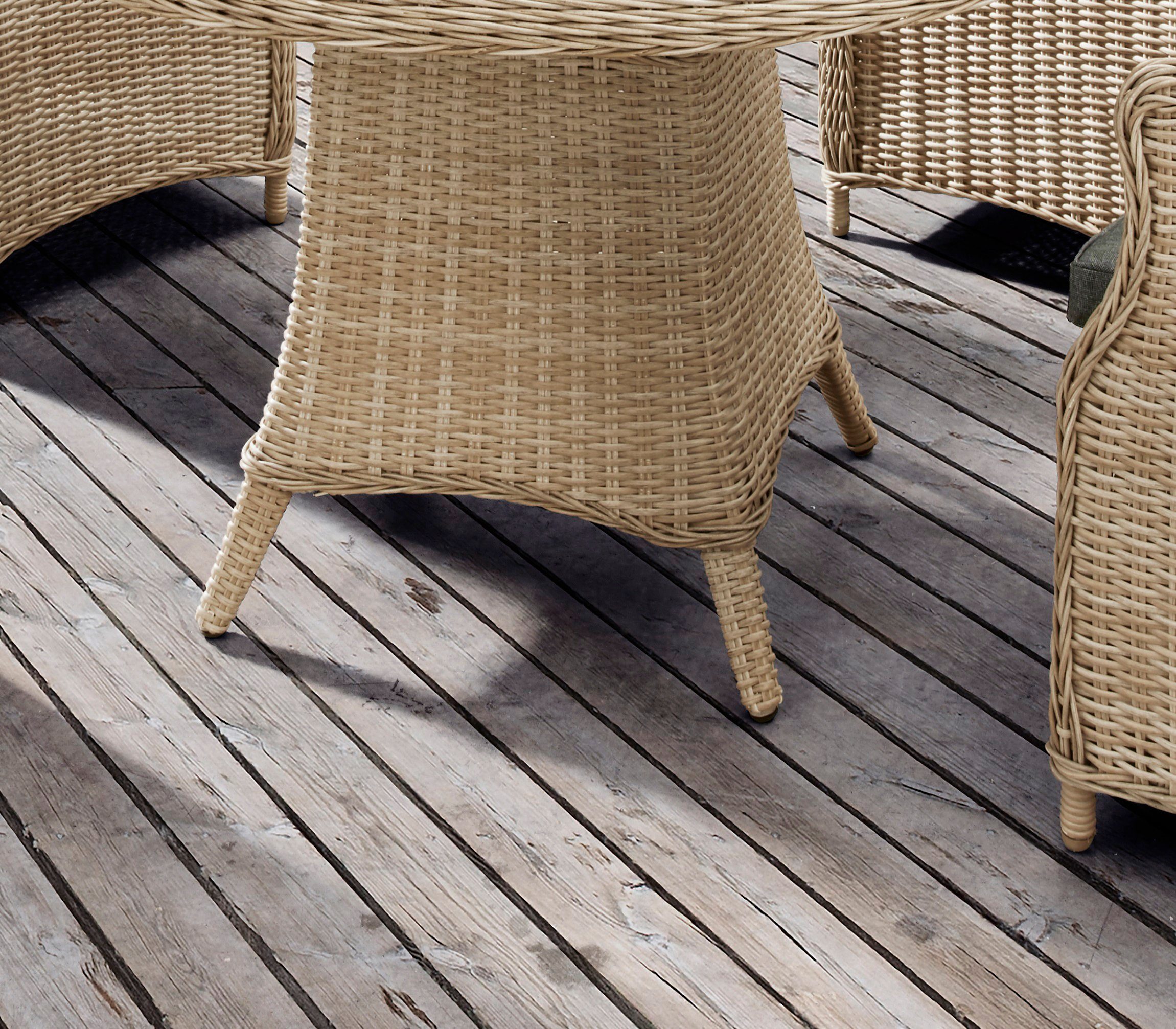 meliert Gartentisch Polyrattan, Destiny cm, LUNA aufgelegter Glasplatte, mit 120x75 Ø Tisch, natur