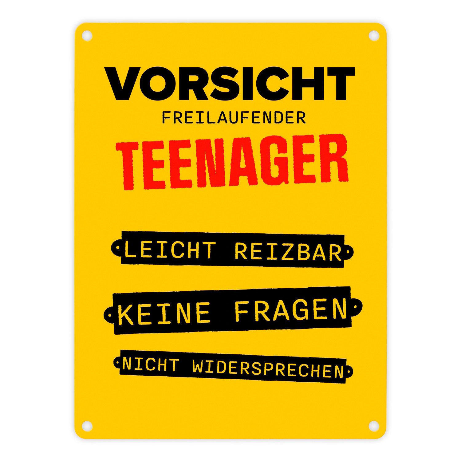 speecheese Metallschild Vorsicht freilaufender Teenager Metallschild in 15x20 cm
