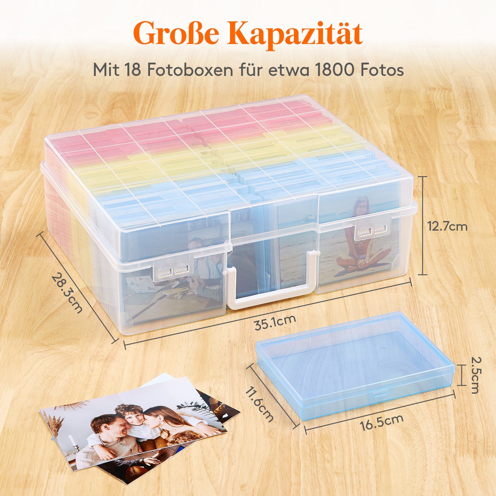 Lifewit Fotobox Fotoaufbewahrungsbox,18 Fotohalter, Foto Organizer Kunststo günstig online kaufen