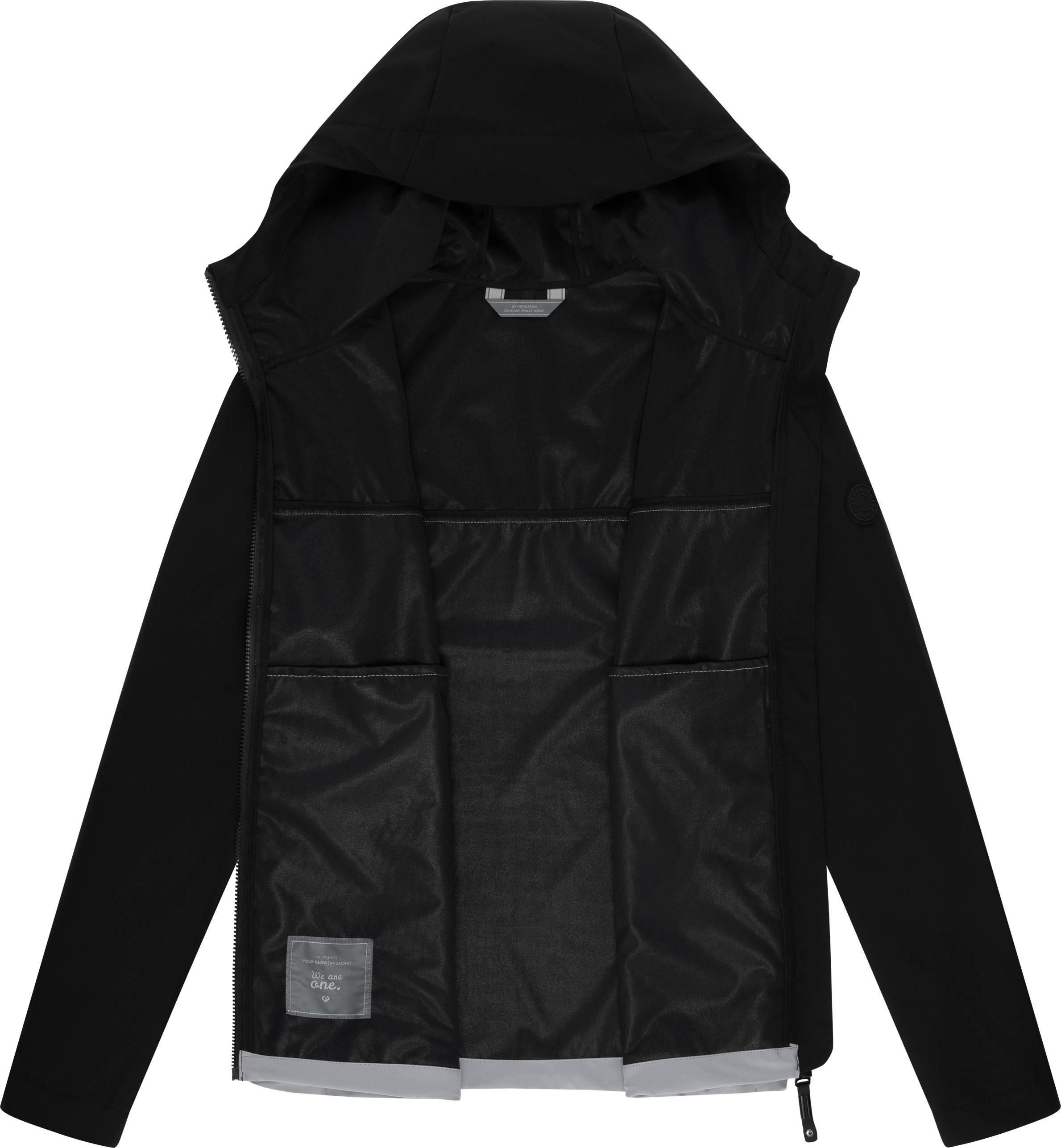 Ragwear Softshelljacke Shellwie Block wasserdichte Herren Übergangsjacke mit großer Kapuze