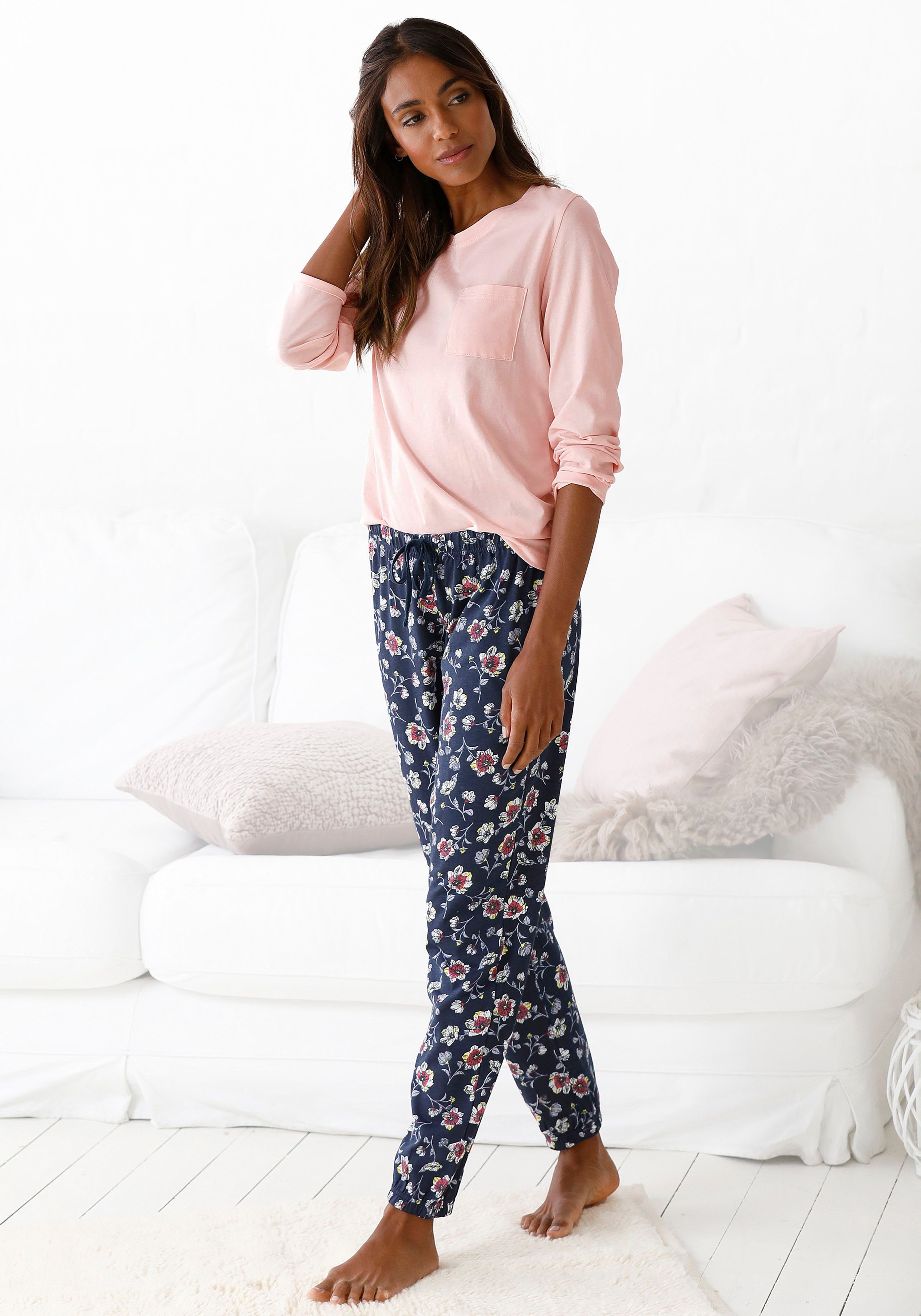 Vivance Dreams by Lascana Pyjama (Set, 2 tlg) mit gemusterter Schlafhose