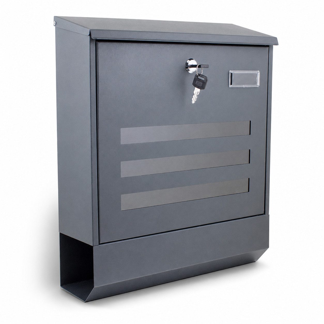 Bituxx Briefkasten Dunkelgrau Eckig mit Zeitungsrolle und Fenster (MS-16025)