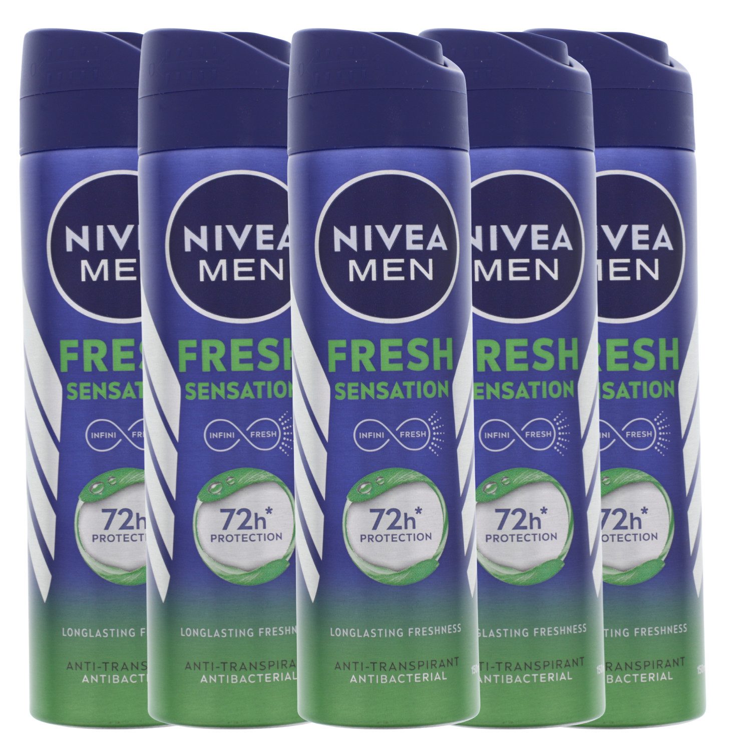 Nivea Men Deo-Roller 5 x NIVEA MEN Fresh Sensation Deospray bis zu 72h Schutz gegen Schweiß
