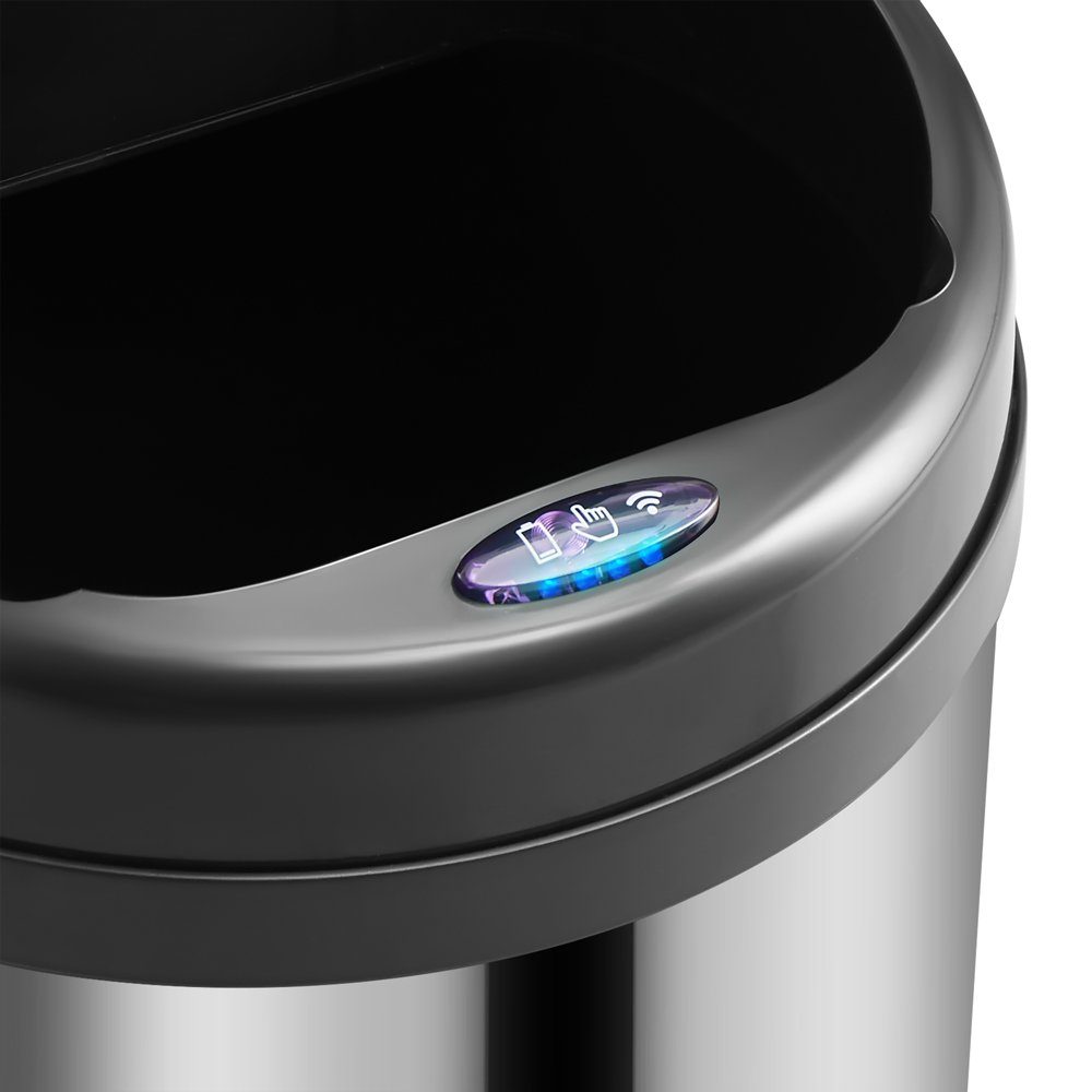monzana Mülleimer, Automatik Mülleimer Silber Sensor berührungslos Display LED Müllbehälter