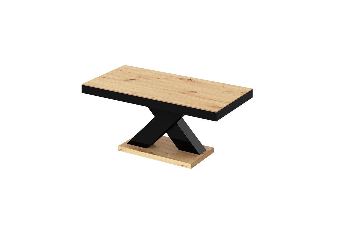 designimpex Couchtisch H-888 Eiche Artisan - Weiß Hochglanz Tisch Wohnzimmertisch