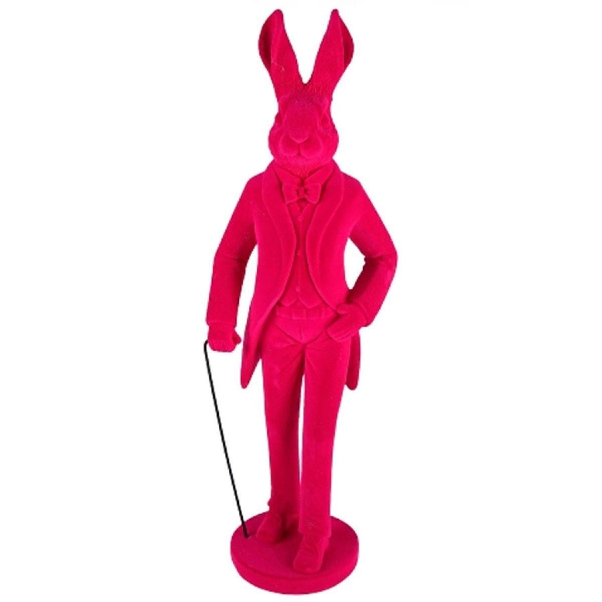 Werner Voß Osterhase Dekorationsobjekt Hase mit Gehstock Pink Beflockt (42,5cm)