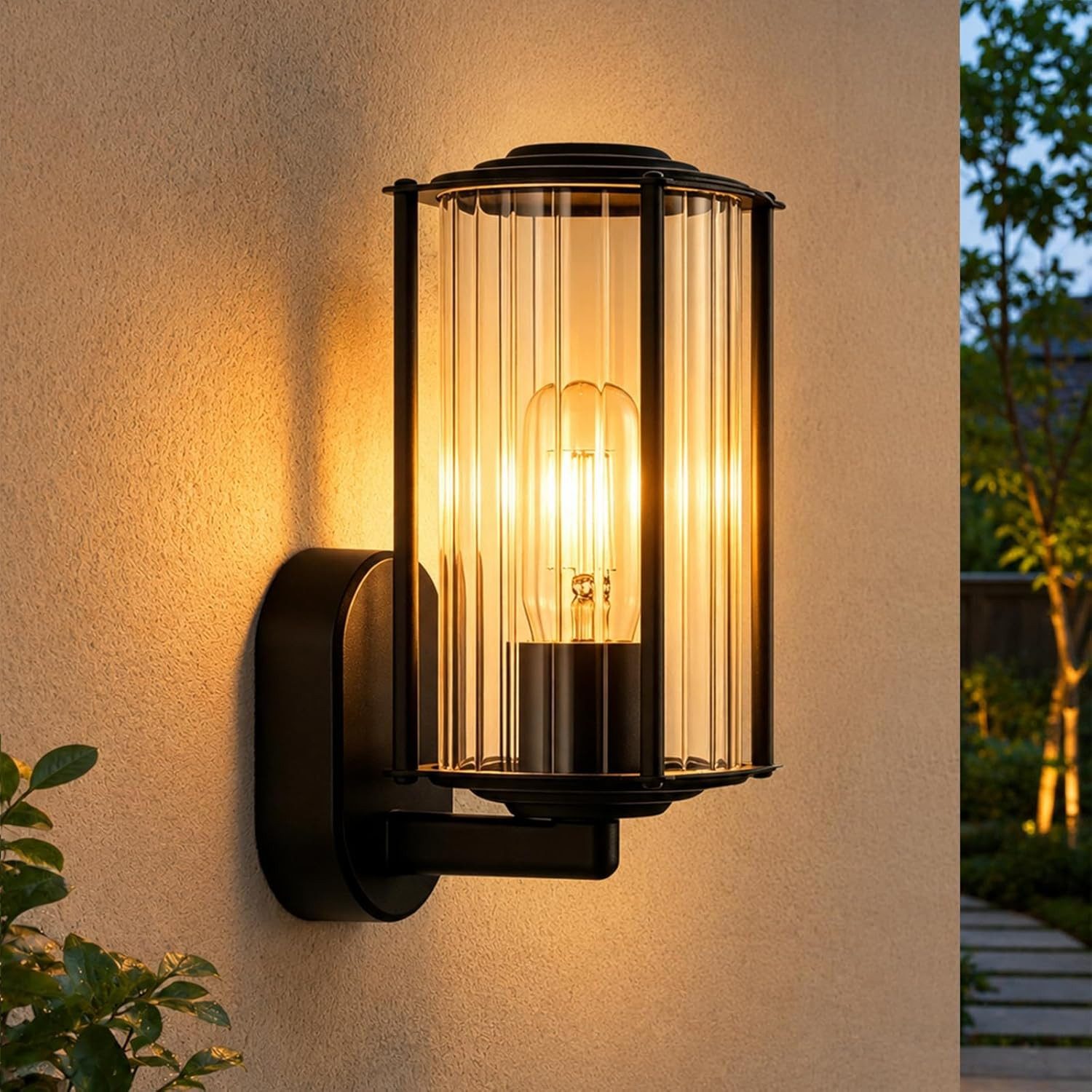 Nettlife Außen-Wandleuchte Schwarz balkon landhaus Außen Garten E27 Fassung max. 40W, ohne Leuchtmittel, für Terrasse Balkon Hauswand Garten