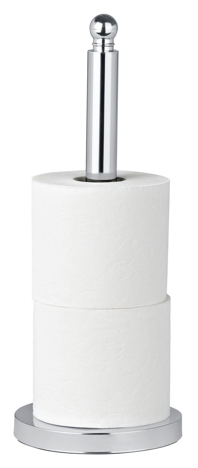 WENKO Toiletten-Ersatzrollenhalter VITERBO, Grau, H 35 cm, Edelstahl, für 3 Papierrollen, mit schwerer Bodenplatte, rostfrei
