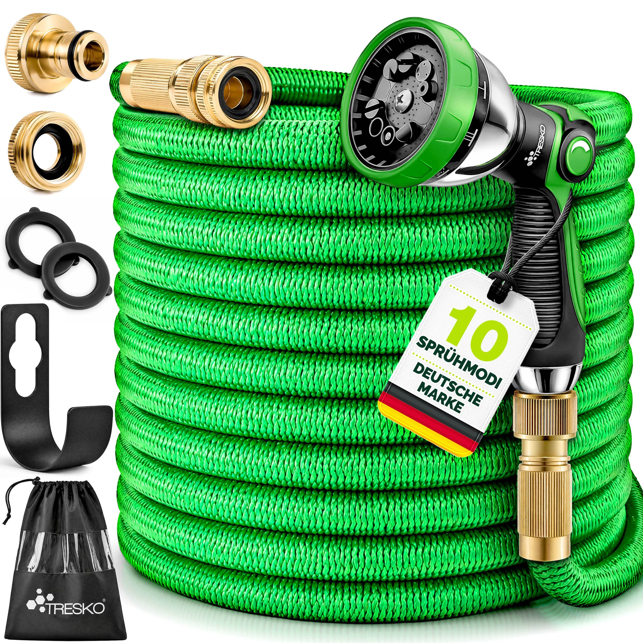 TRESKO Gartenschlauch Premium Gartenschlauch Flexibler Wasserschlauch 3-fach Latex, dehnbarer Flexi Schlauch Wasserschlauch