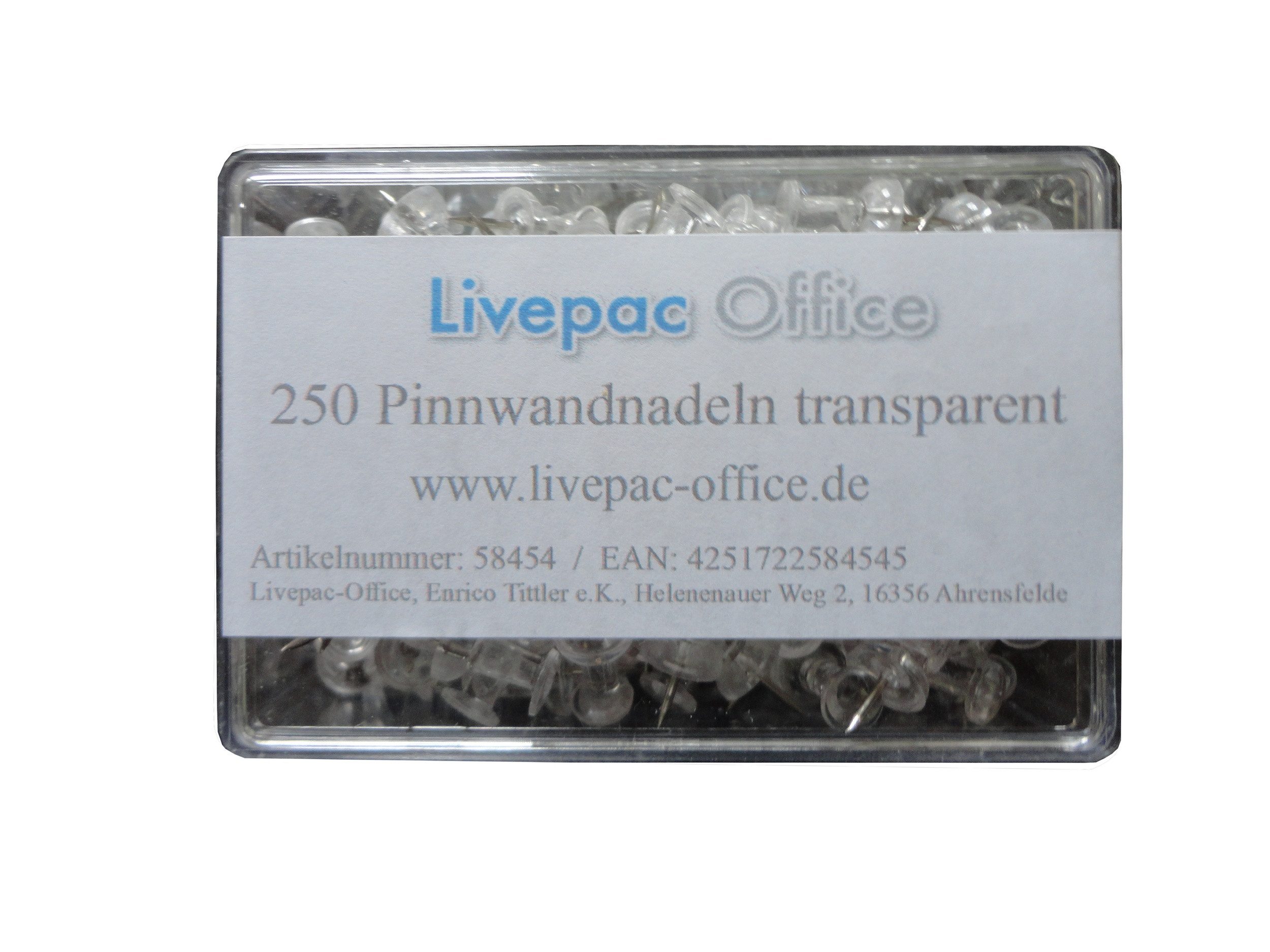Livepac Office Pinnnadel 250 Pinnwandnadeln transparent