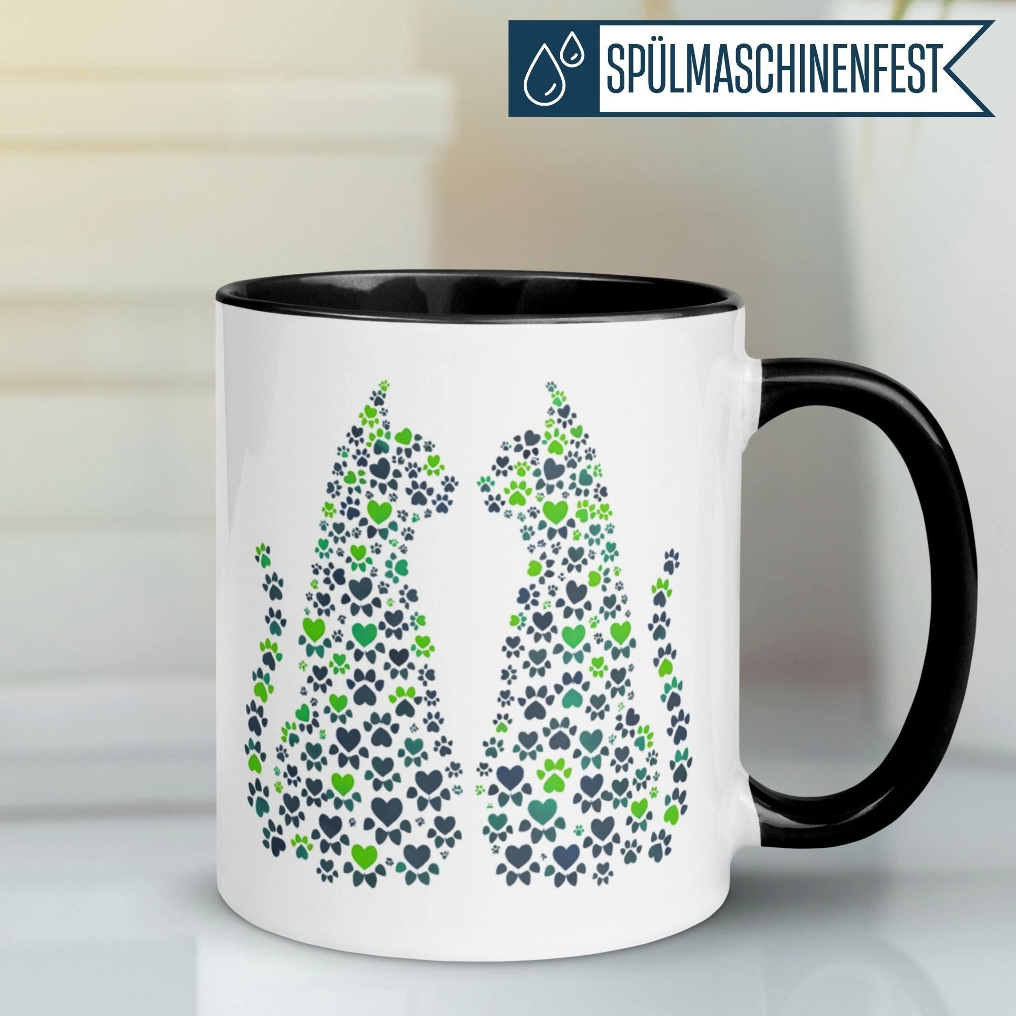 Momentals Tasse Katze – „Pfoten Silhouette“ – lustiger Katzen Geschenk Becher, Gratis Versand · Links-&Rechtshänder · Spülmaschinenfest