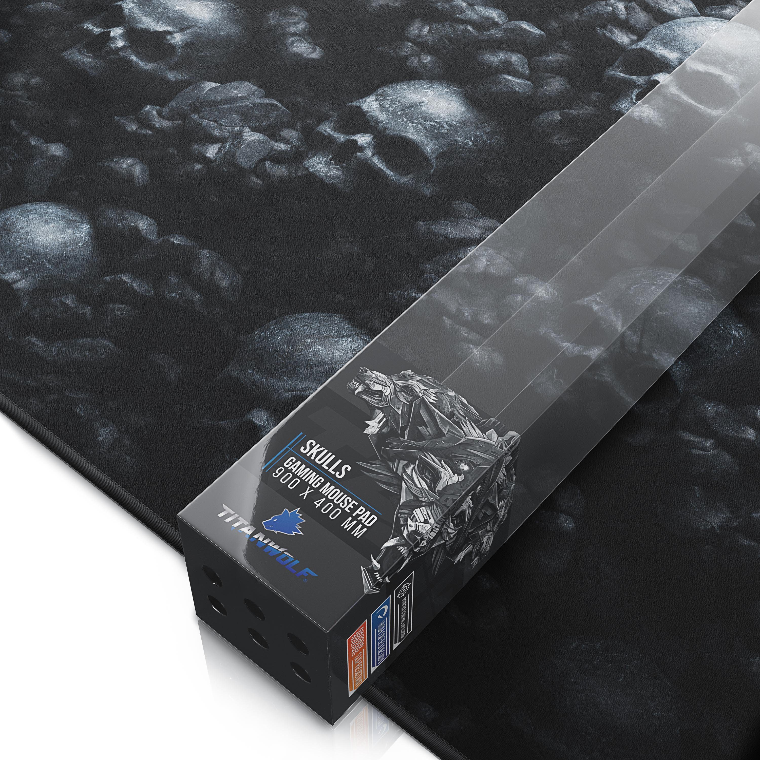 Titanwolf Gaming Mauspad XXL Speed Mousepad 900 x 400 x 3 mm, große Tischunterlage (1-St), rutschfest, abwaschbar, Geschwindigkeit & Präzision, Skulls – Bild 4 von 5