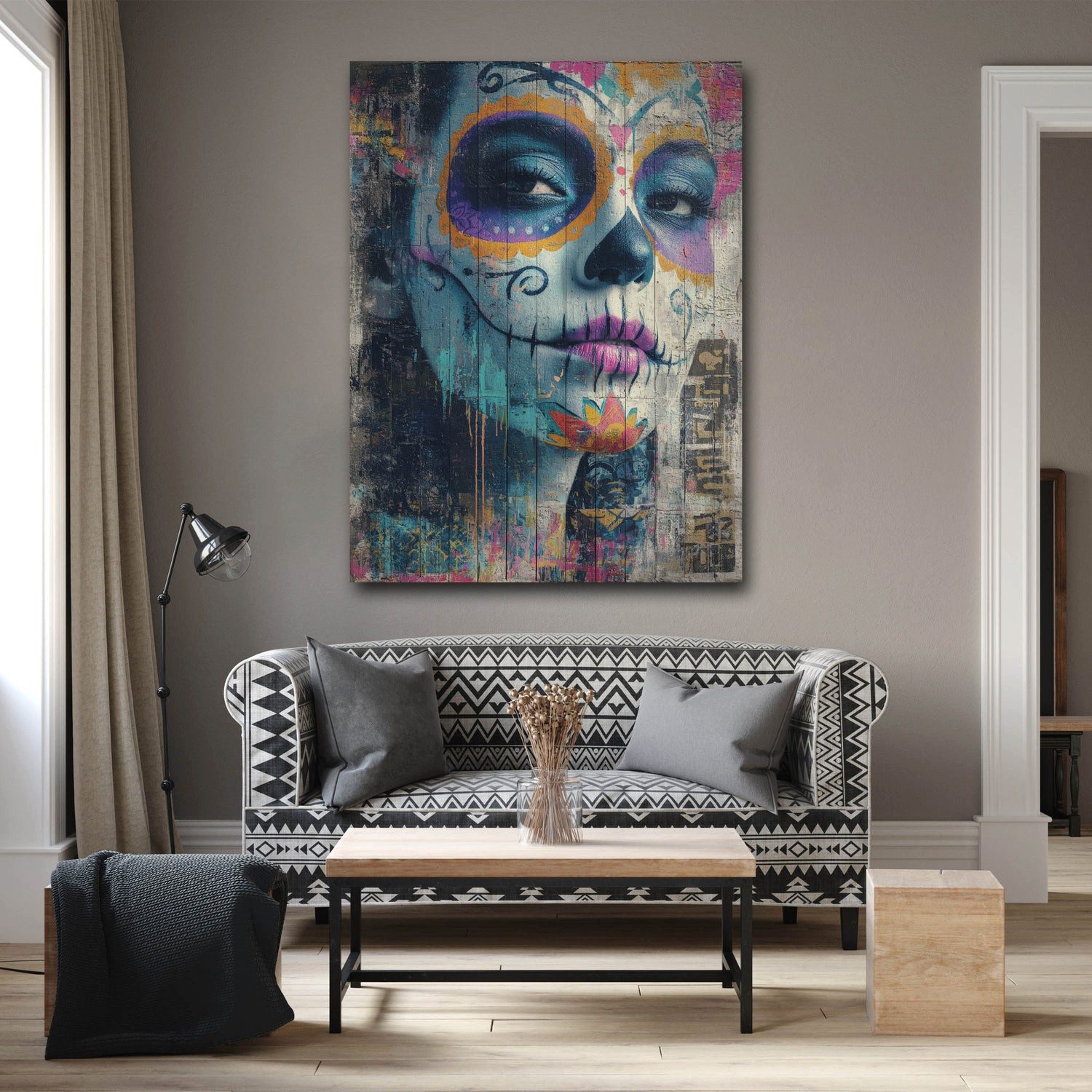 Artedinoi Leinwandbild Calavera Make-up Mexiko Farben Leinwandbild Wandbild Kunstdruck XL Wan, Calavera-Make-up, Mexiko