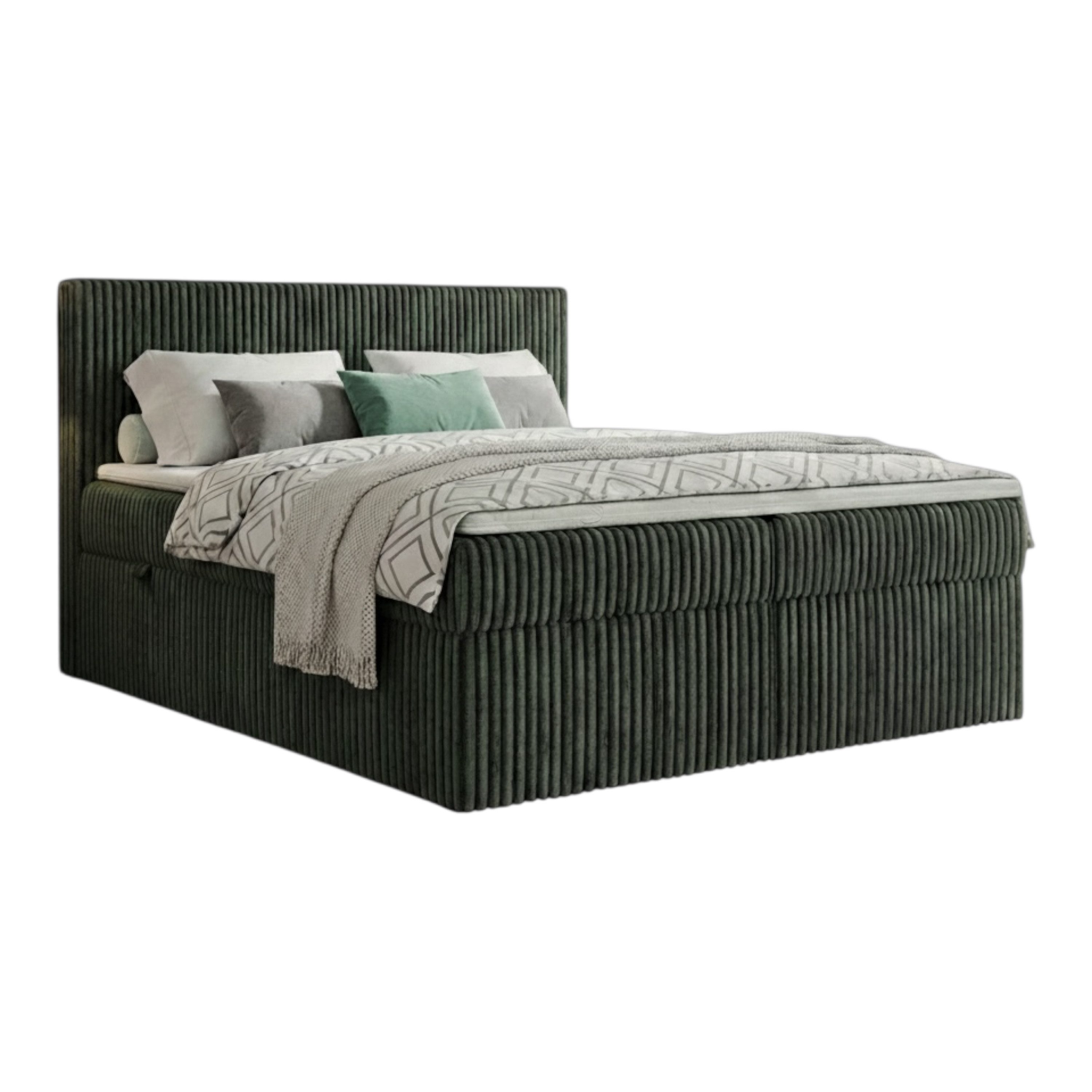 A&J MöbelLand GmbH Boxspringbett RALF mit Bettkasten, Topper und gepolstertem Kopfteil. (Boxspringbett mit Bettkasten und gepolstertem Kopfteil)