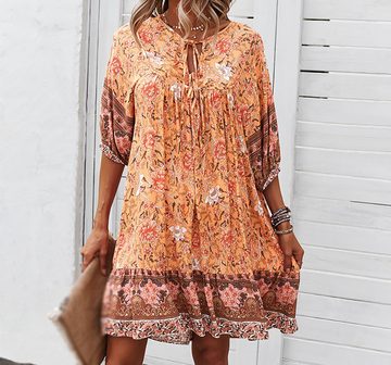 AFAZ New Trading UG Sommerkleid Frühlings- und Sommerkleider für Damen, elegante Kleider, Orange Lockere lange Röcke für Damen, weiche Kleider, bezaubernde Kleider