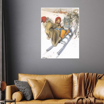 Posterlounge Poster Carl Larsson, Kerstis Schlittenfahrt, Wohnzimmer Skandinavisch Malerei