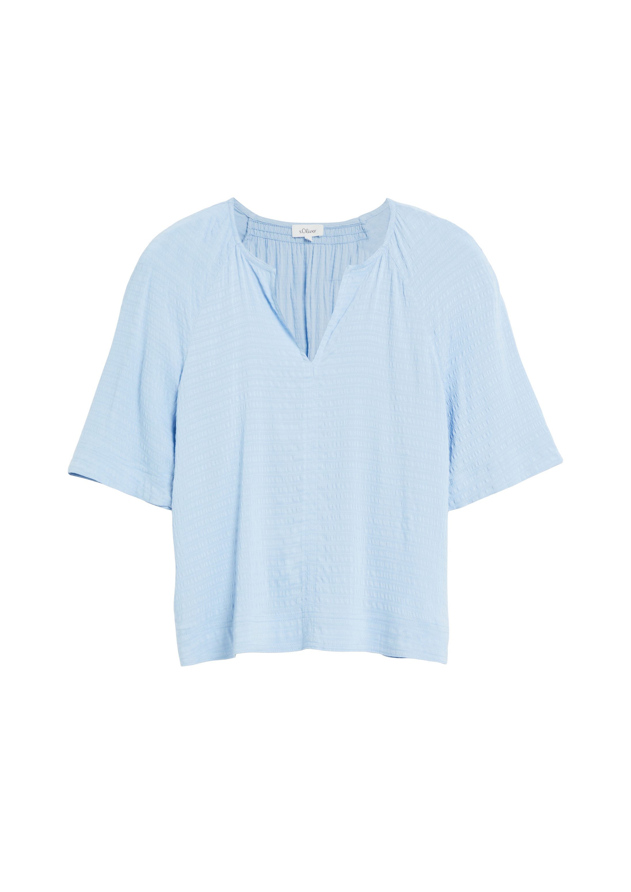 s.Oliver Kurzarmbluse Bluse Gecrêpte Bluse aus Viskosemix
