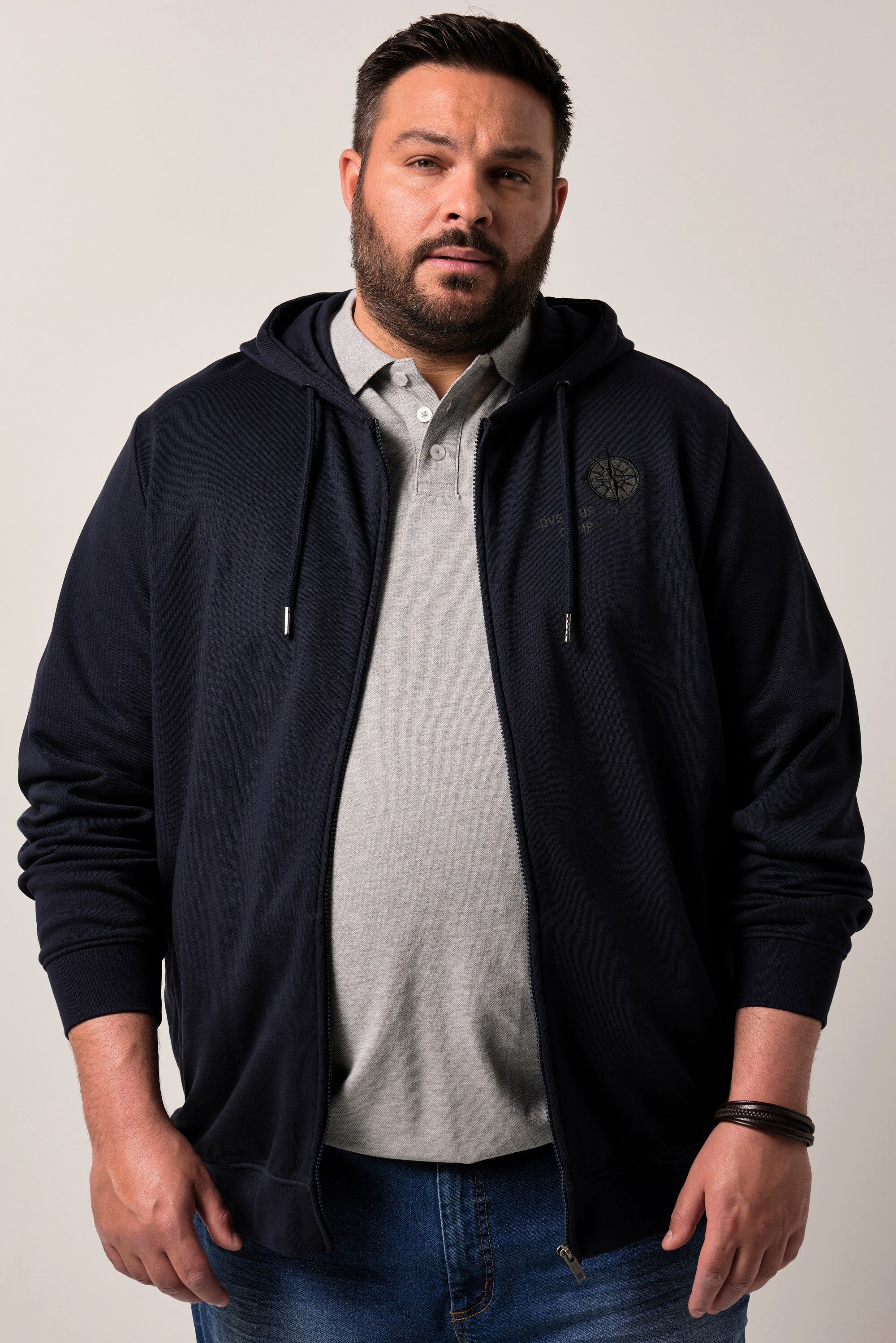 Men Plus Fleecejacke Kapuzen-Sweatjacke Print