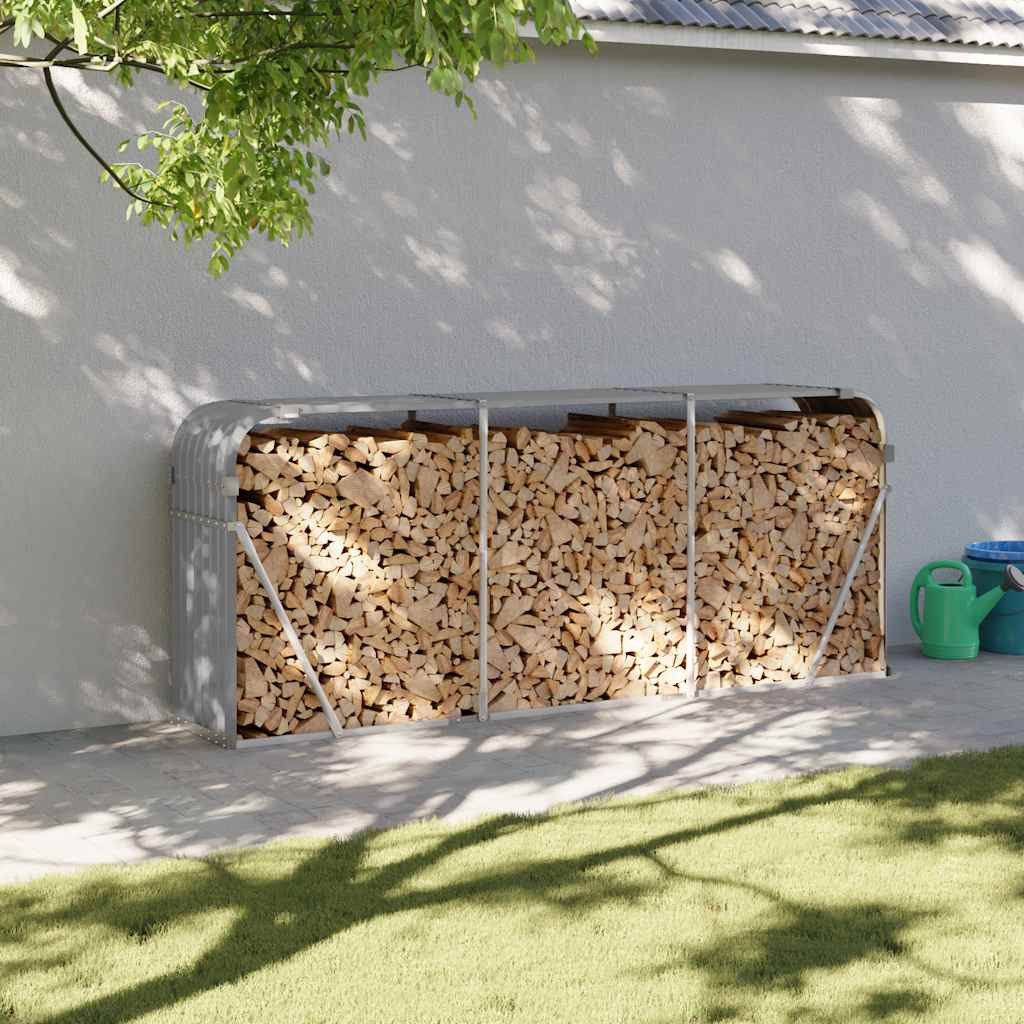 vidaXL Kaminholzregal Kaminholzunterstand Hellgrau 234x45x100 cm Verzinkter Stahl, BxTxH:234x45x100 cm