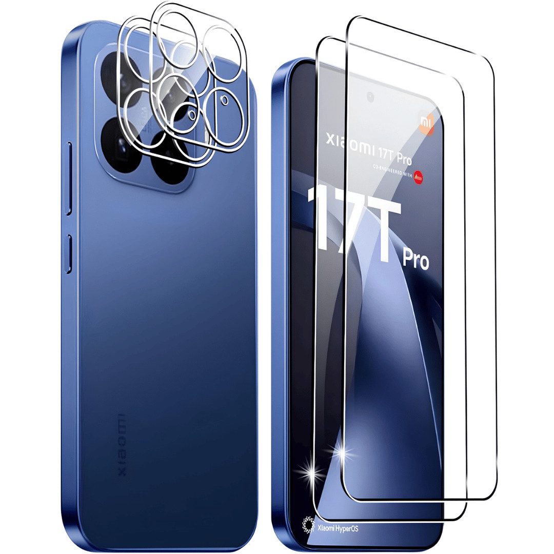 SmartUP Displayschutzglas 2X Schutzglas für Xiaomi 17T Pro Display Kamera Panzerfolie Screen 9H für Xiaomi 17T Pro, 4 Stück, Rundumschutz, passgenaue Verarbeitung