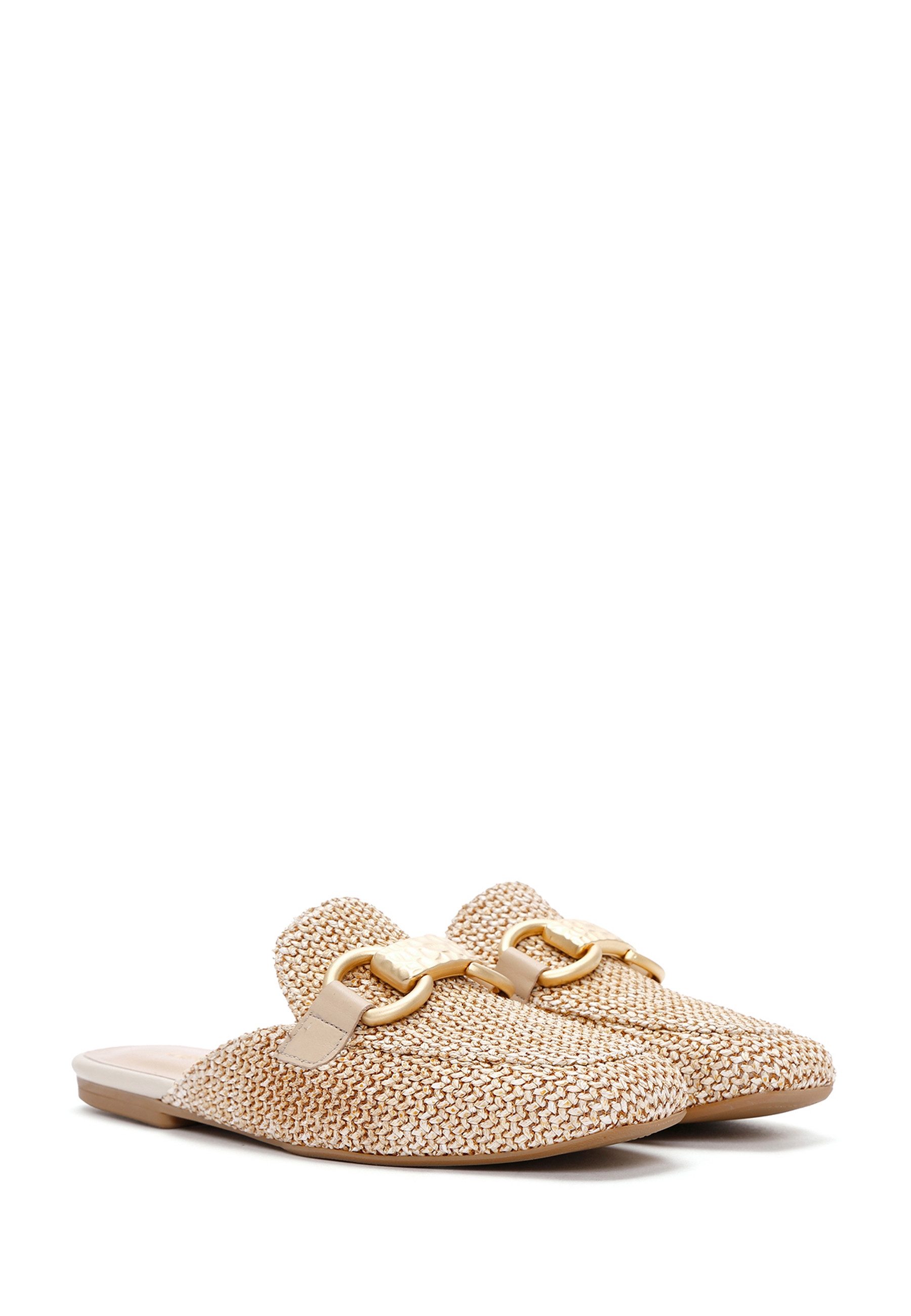 Derimod Loafer-Mules aus Textil Mules Gewebter Stoff, Slip-on-Stil, Metallschnalle, Lederfutter, TPU-Sohle