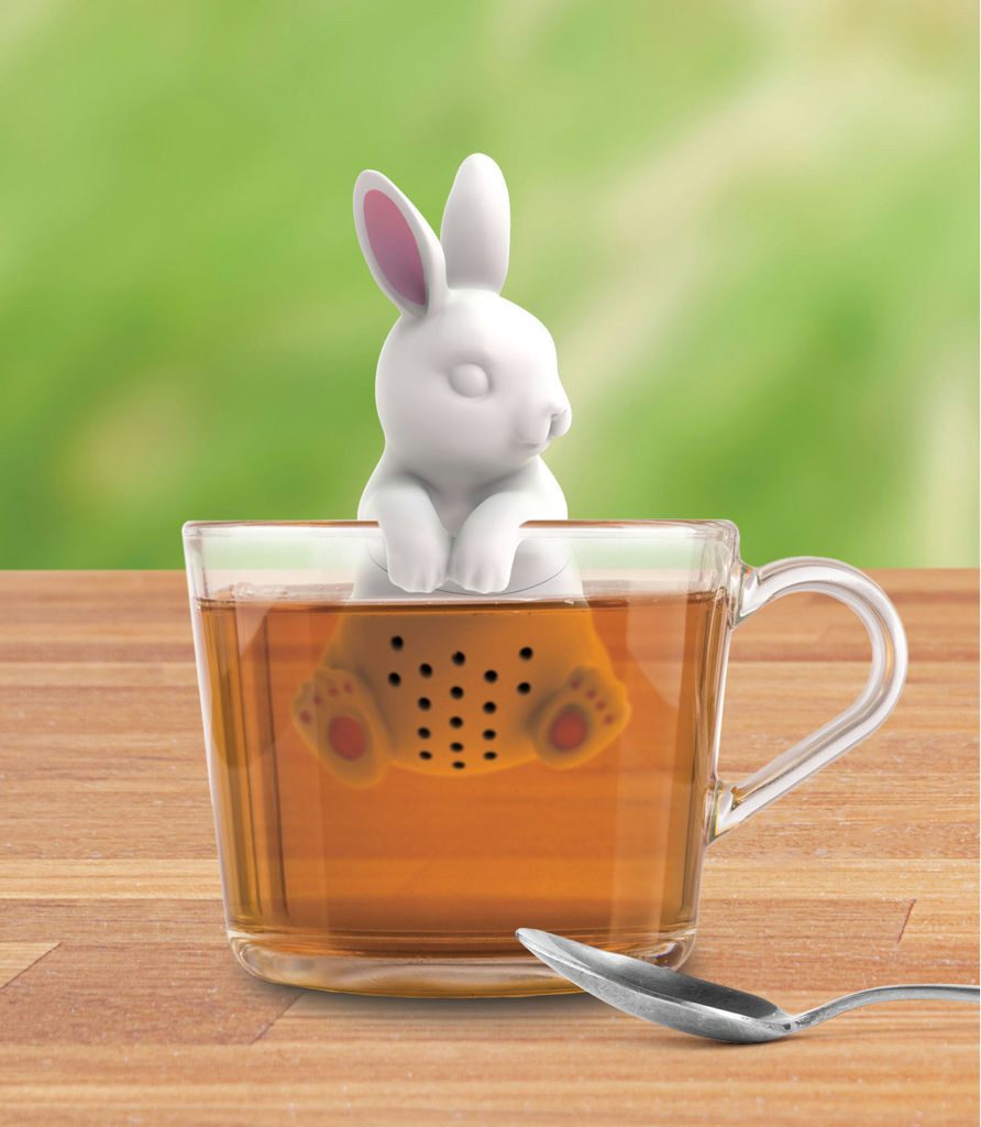 WestCraft Teesieb Cute Animal Tee-Sieb, Tee Ei, Tea Infuser, Teekugel Silikon Bunny, Silikon, (1-St), Lustige Tee-Ei-Tier-Figuren, Zur Zubereitung von 1 Tasse losen Tee