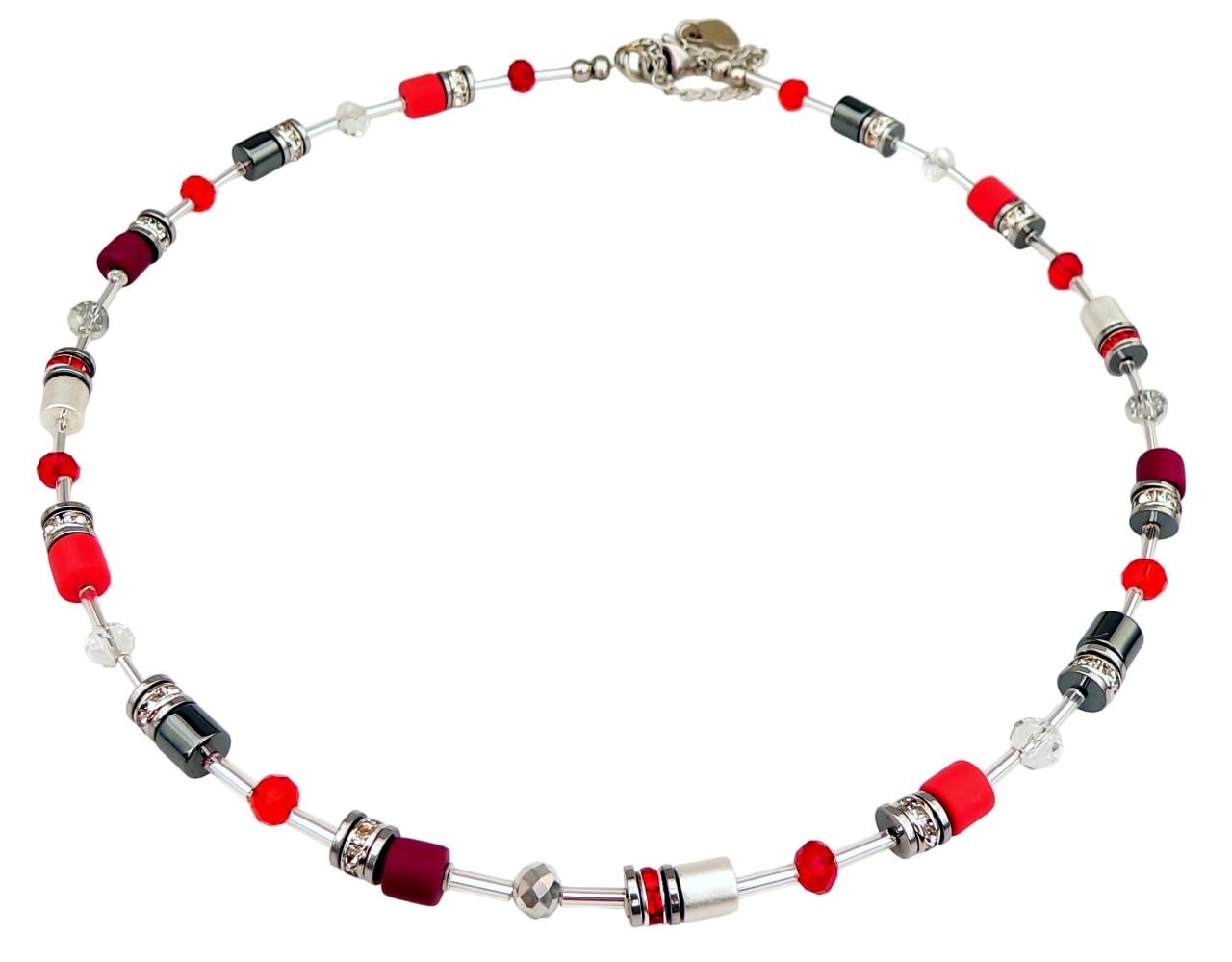 traumschmuck Kette ohne Anhänger 603b Halskette Walzen Hämatit dunkelrot sc günstig online kaufen