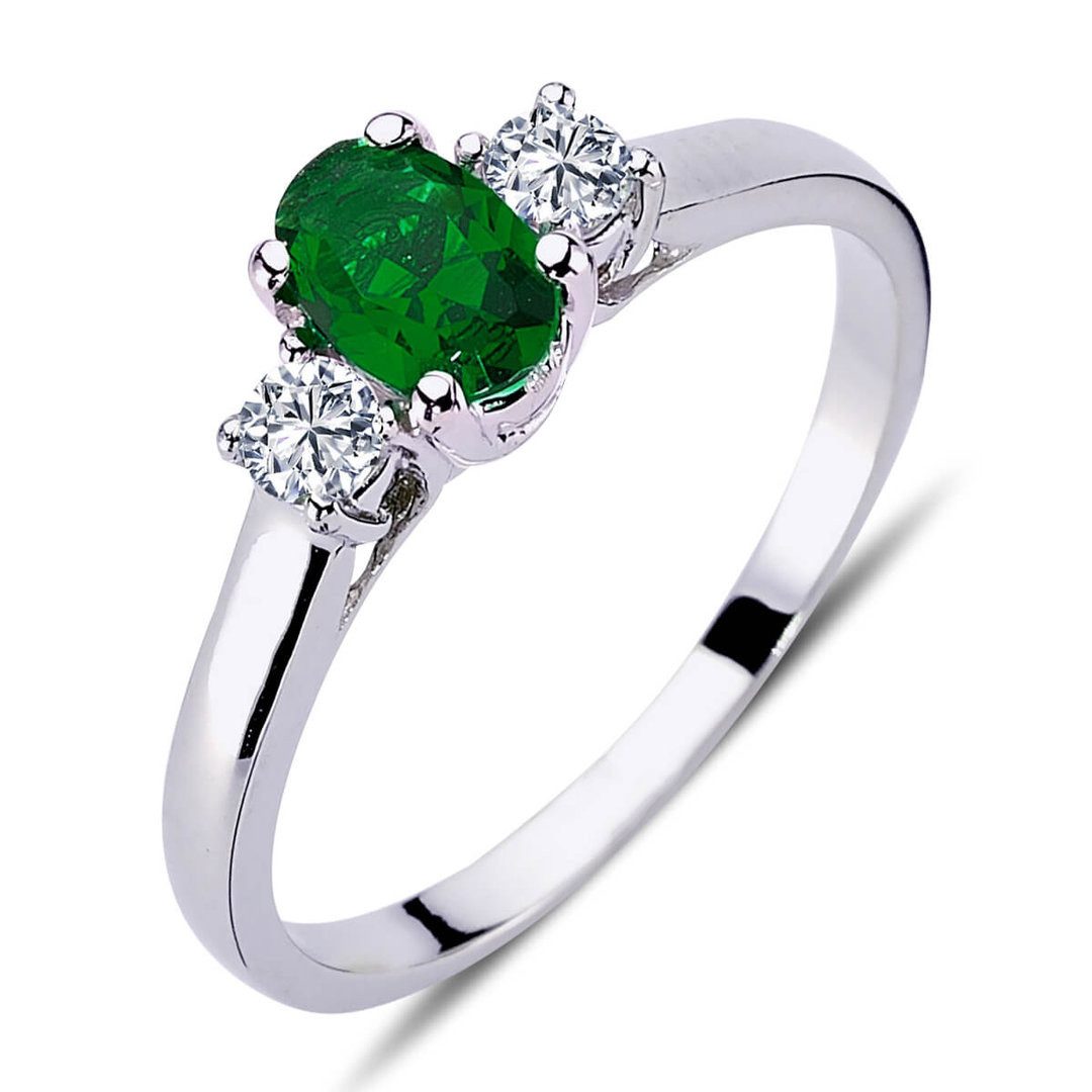 EinStein Diamant Diamantring, Diamant Oval Smaragd Ring 14 Karat Weißgold - 57 (18,10 mm)