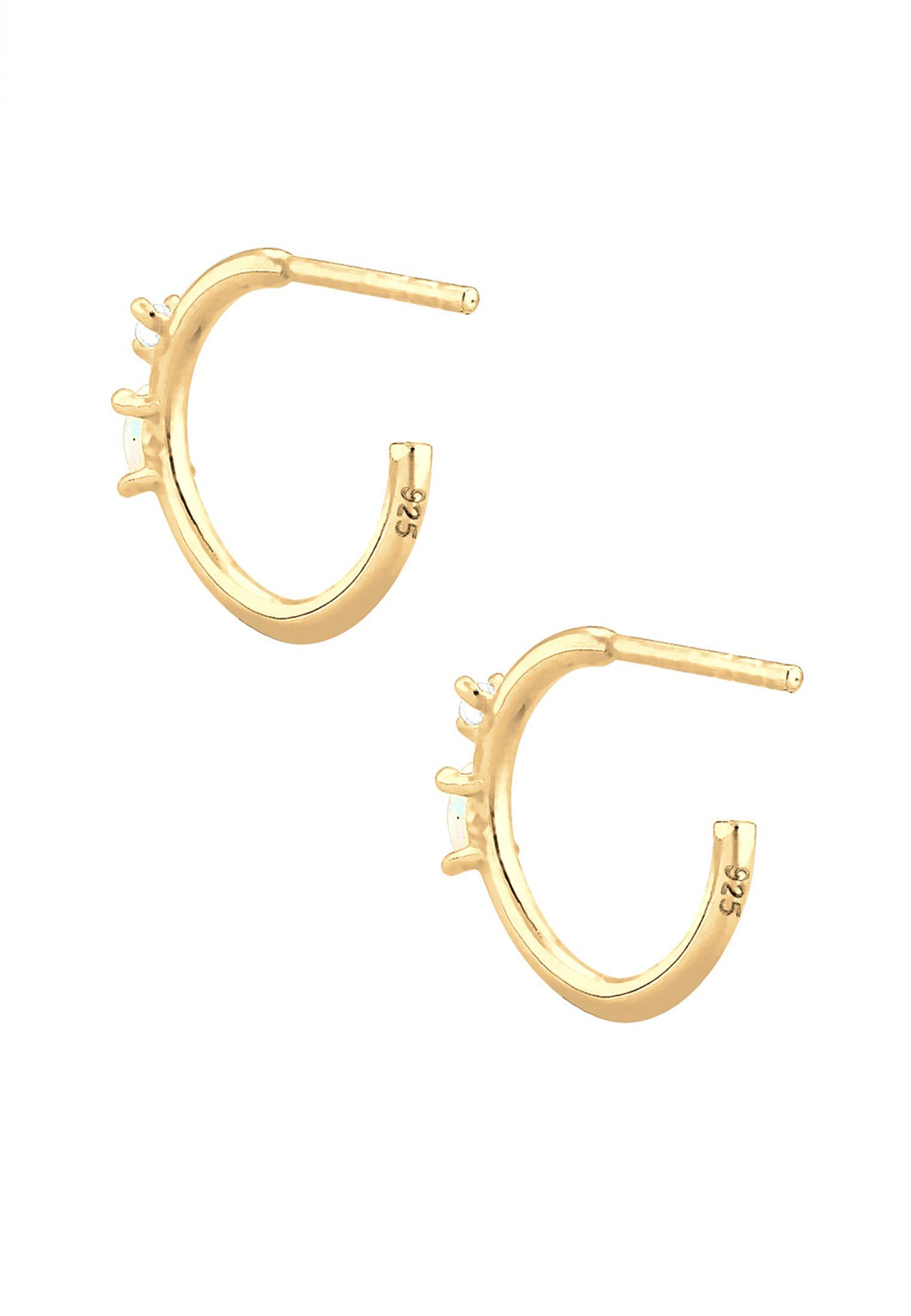 Elli Paar Creolen Stecker Gold Zirkonia Marquise 925 Opal Silber und