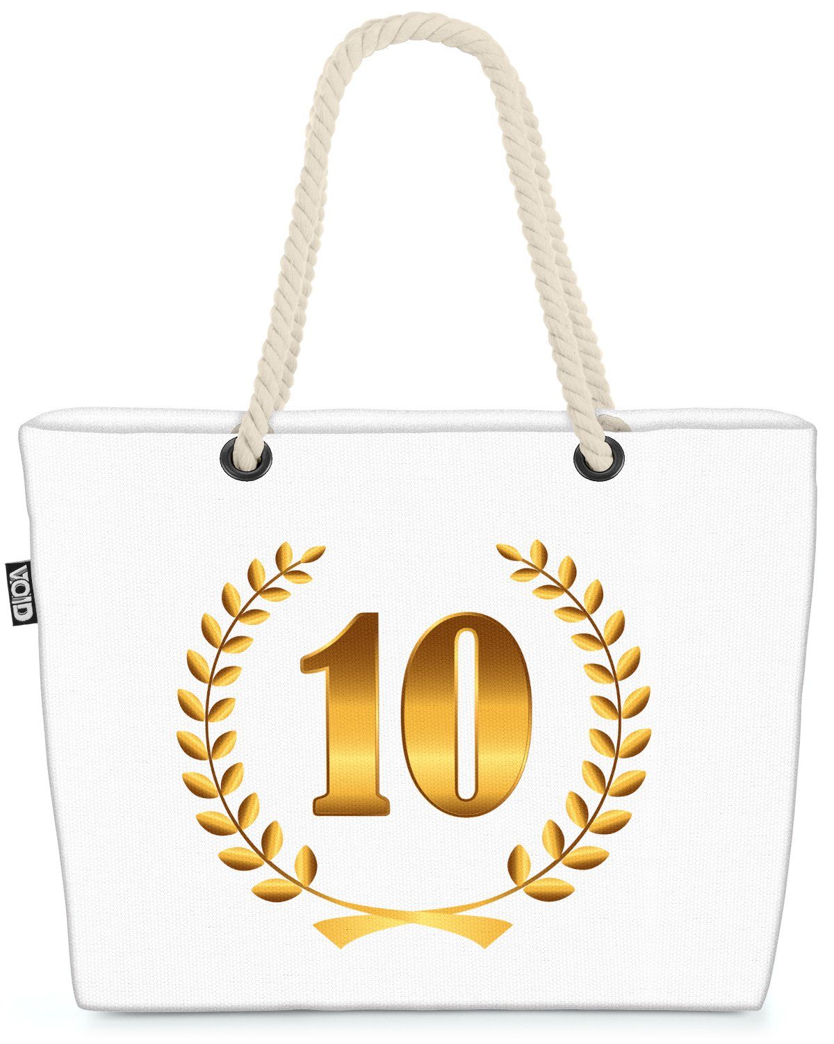 VOID Strandtasche (1-tlg), 10 Jahre Jubiläum Geburtstag Jubiläum Kranz Geburtstag Hochzeit Jahre