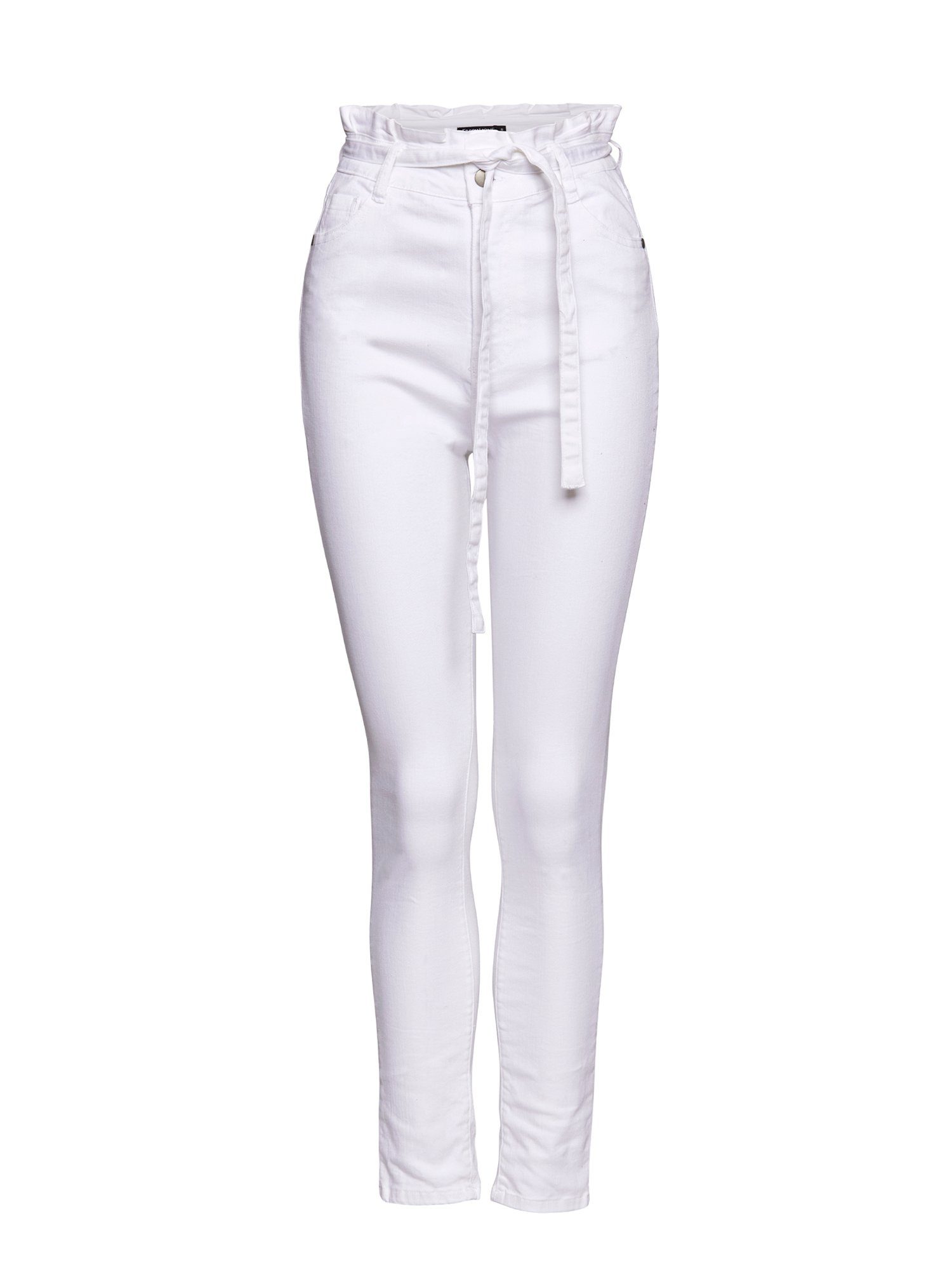 High-waist-Jeans Freshlions Bindegurt mit Jeans weiss