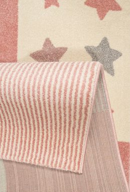 Kinderteppich Tilly, Lüttenhütt, rechteckig, Höhe: 14 mm, Kurzflor, Motiv Sterne, Streifen, Karo-Muster, Pastellfarben